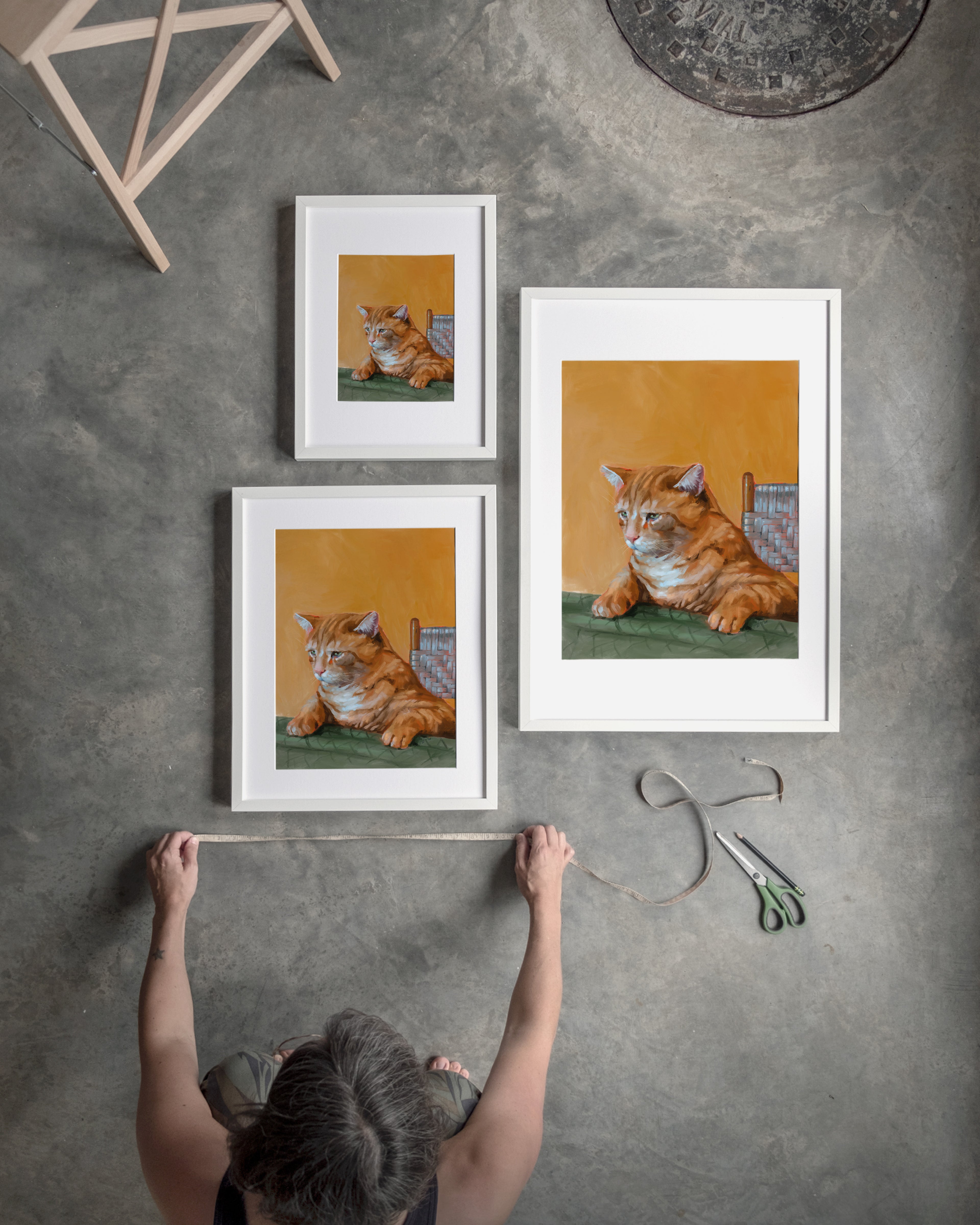 "Patapon" by Catherine Hébert - Orange Tabby Cat At The Dinner Table Art Print