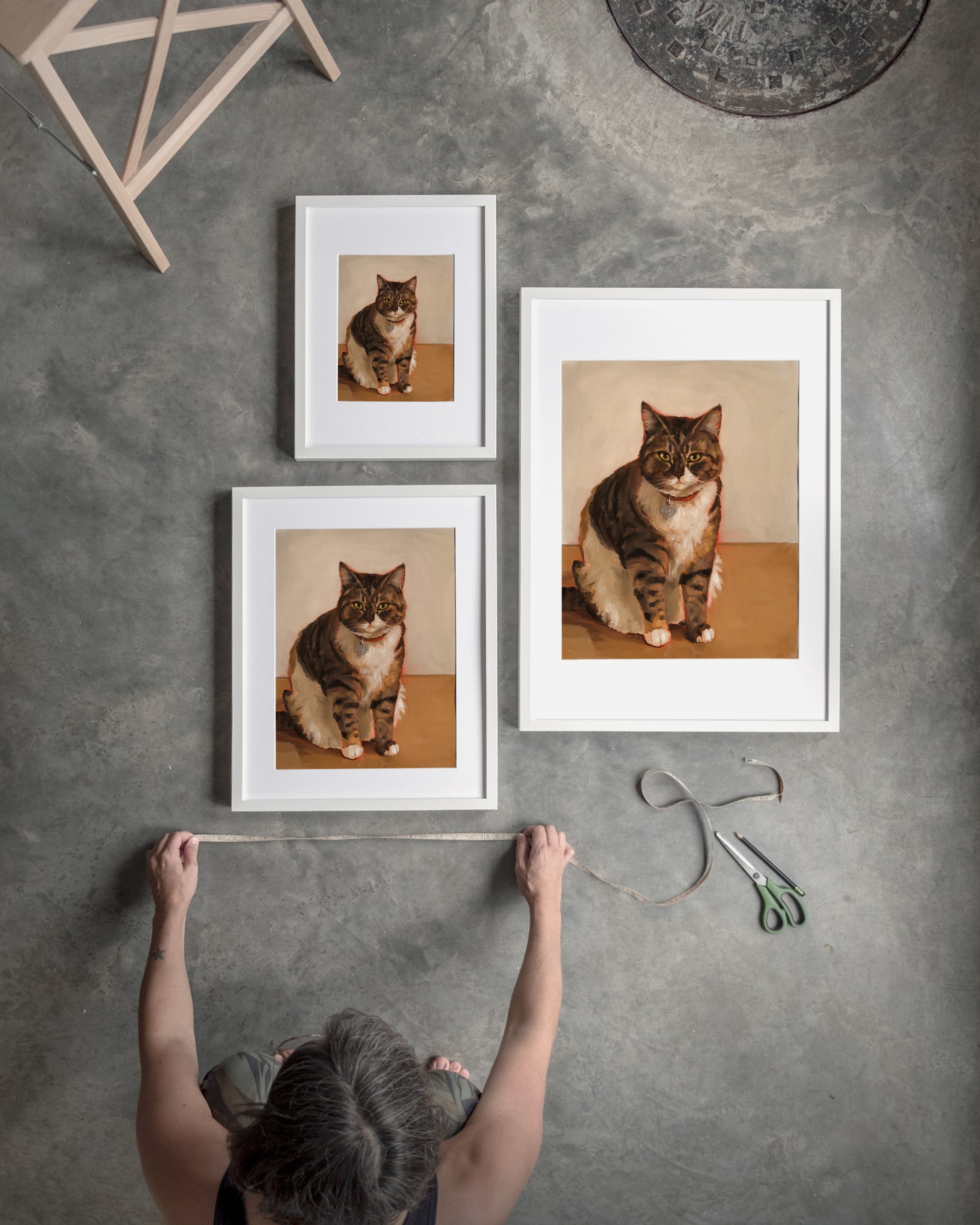 "Olive" by Catherine Hébert - Brown and White Tabby Cat Fine Art Print