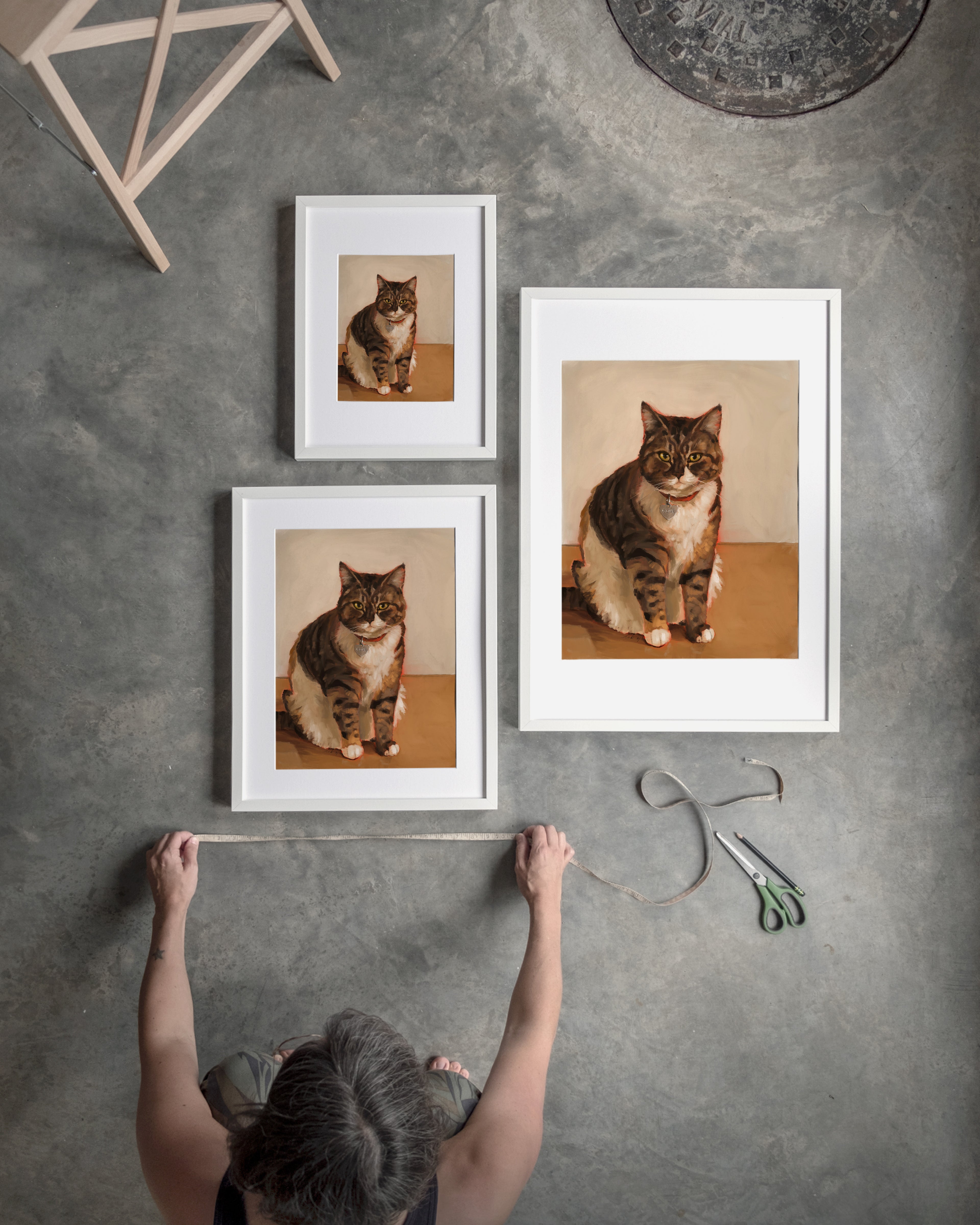 "Olive" by Catherine Hébert - Brown and White Tabby Cat Art Print