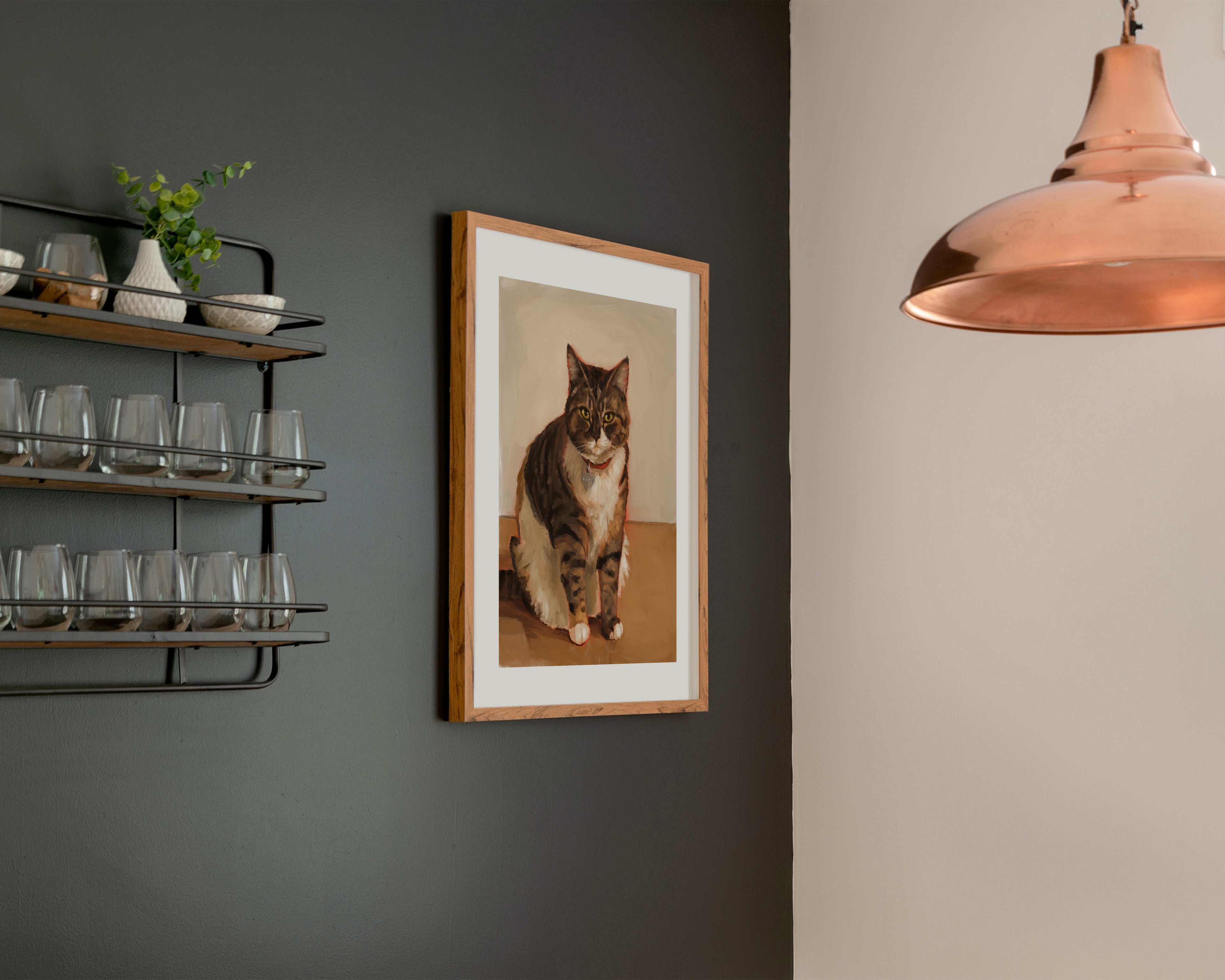 "Olive" by Catherine Hébert - Brown and White Tabby Cat Art Print