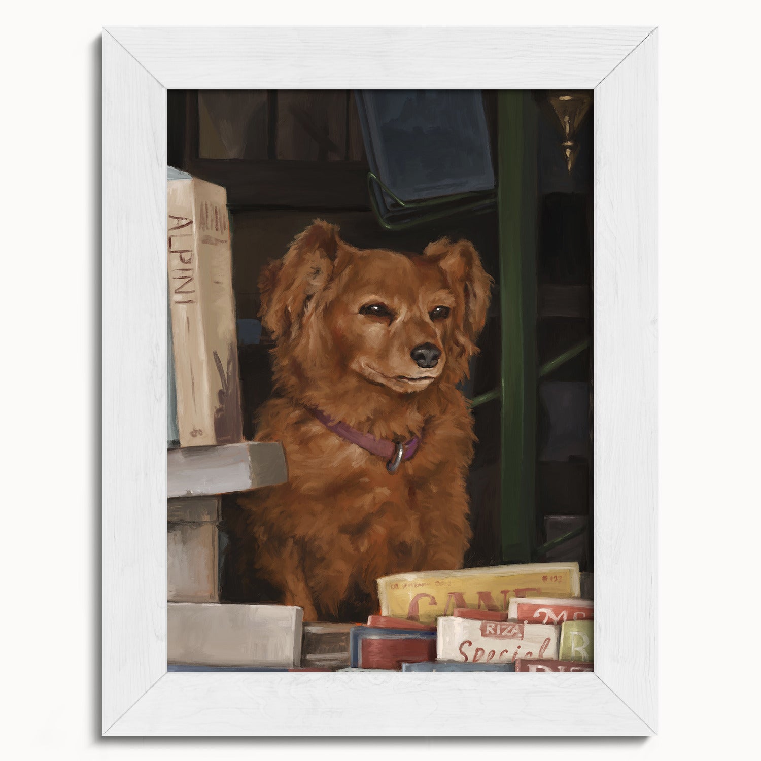 "Newsstand Dog" by Catherine Hébert - Italian Newsstand Dog Fine Art Print - 5"x7" size