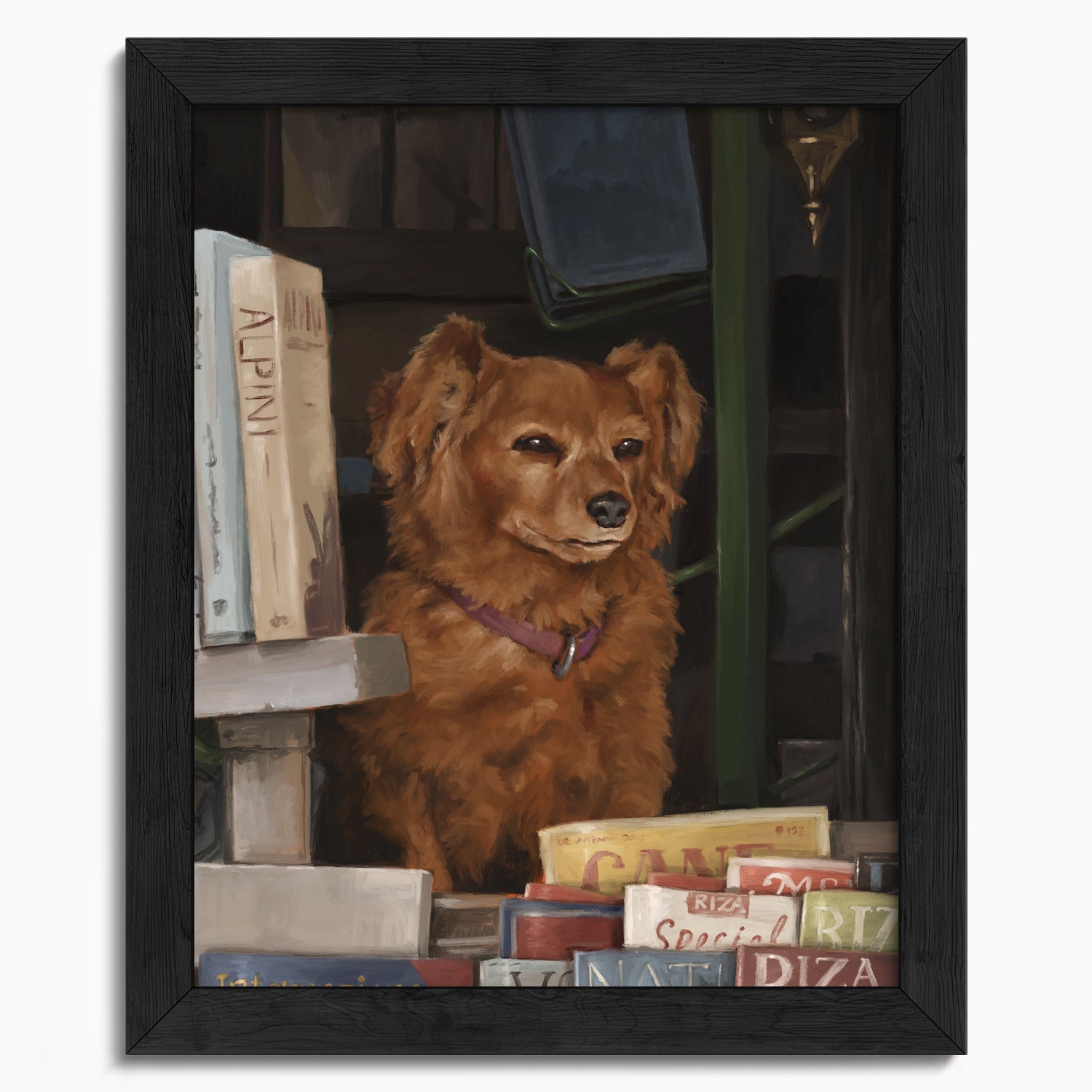 "Newsstand Dog" by Catherine Hébert - Italian Newsstand Dog Fine Art Print - 8"x10" size
