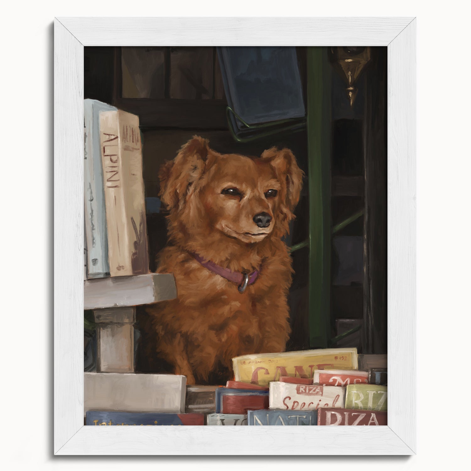 "Newsstand Dog" by Catherine Hébert - Italian Newsstand Dog Fine Art Print - 8"x10" size