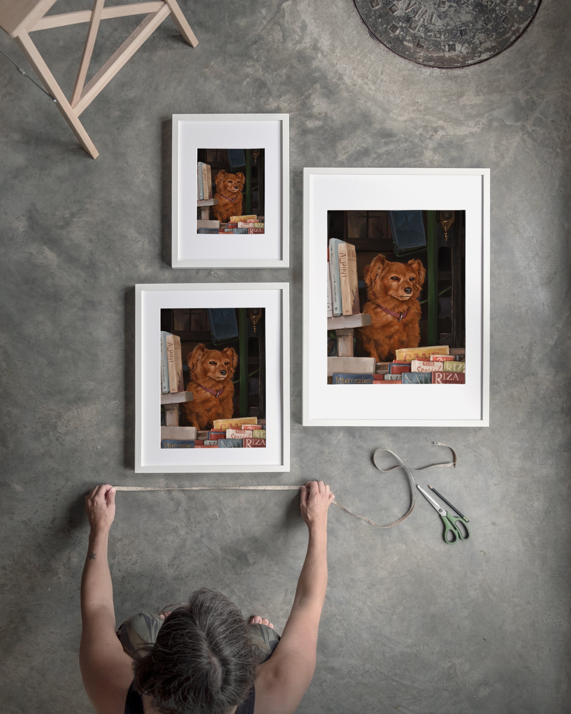 "Newsstand Dog" by Catherine Hébert - Italian Newsstand Dog Fine Art Print