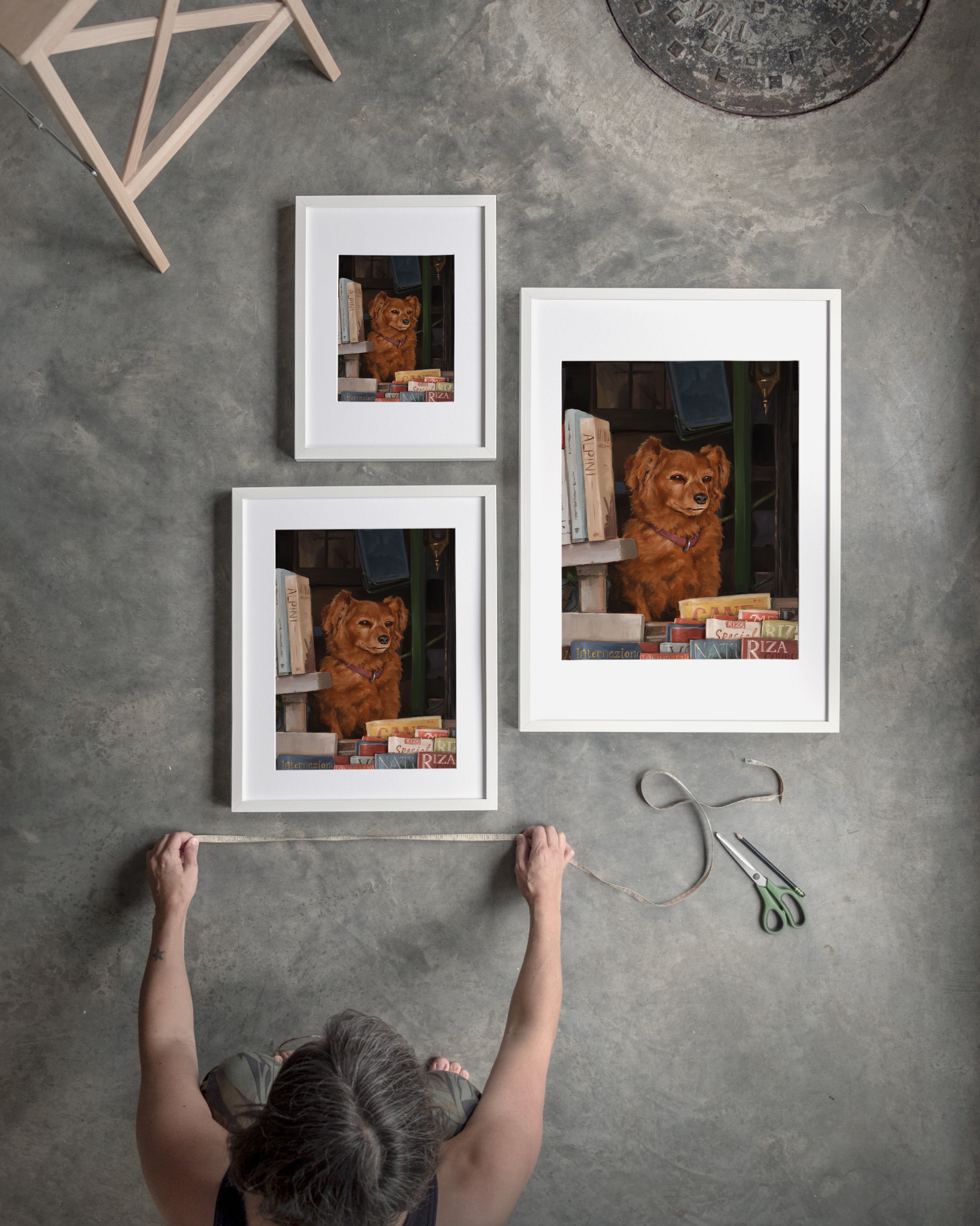 "Newsstand Dog" by Catherine Hébert - Italian Newsstand Dog Art Print
