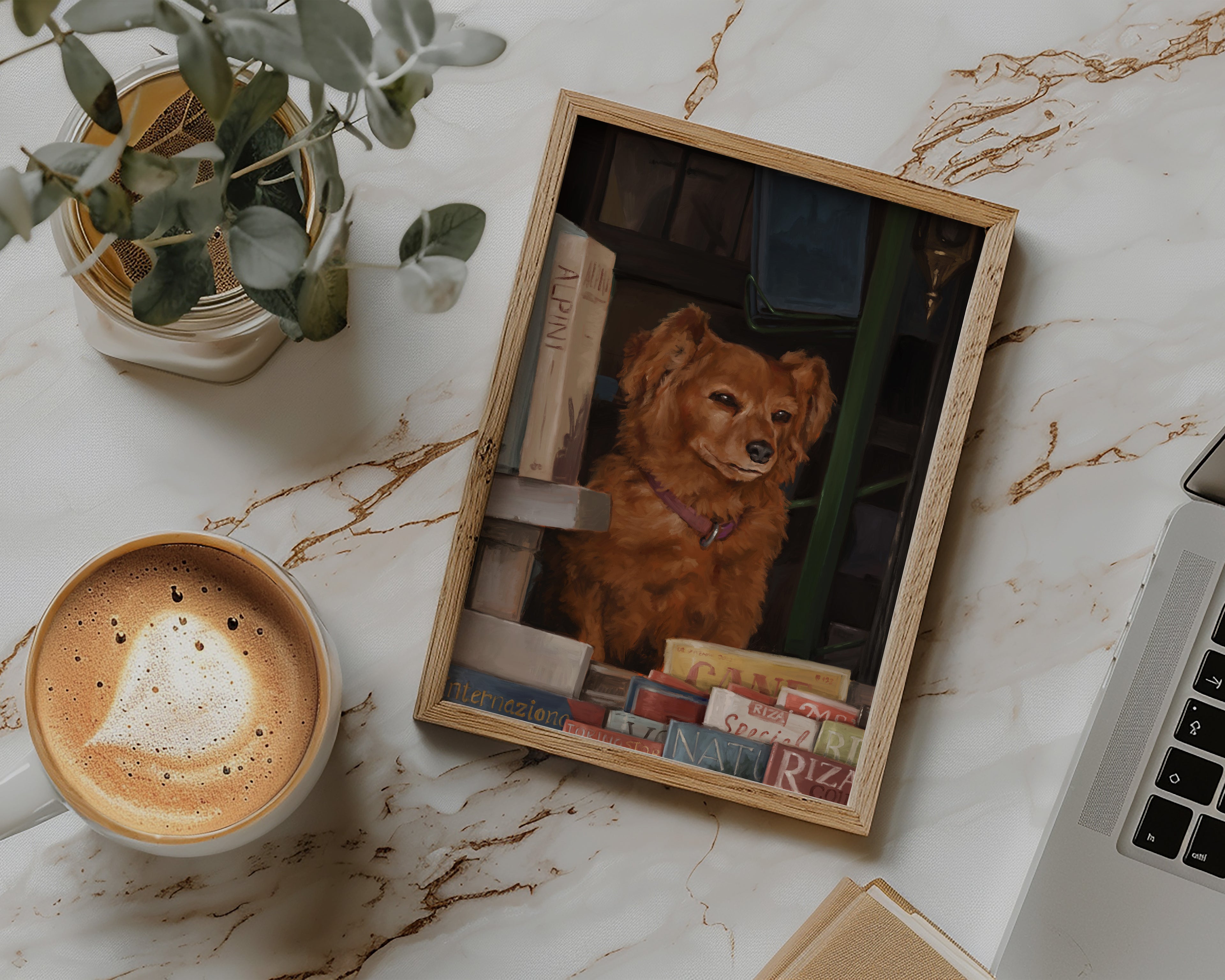 "Newsstand Dog" by Catherine Hébert - Italian Newsstand Dog Art Print