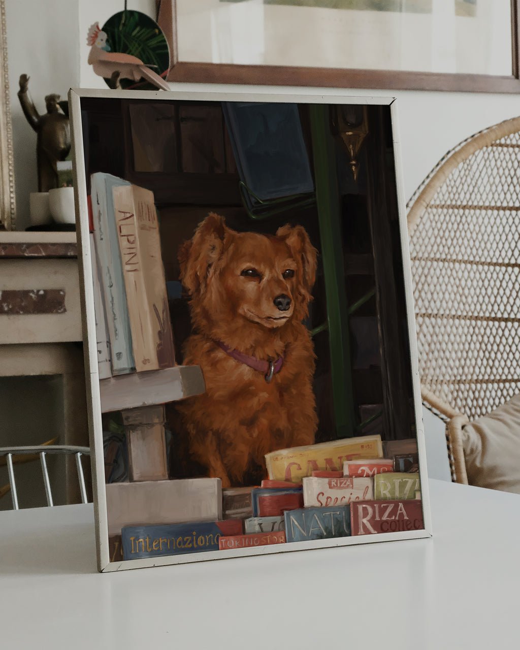 "Newsstand Dog" by Catherine Hébert - Italian Newsstand Dog Fine Art Print