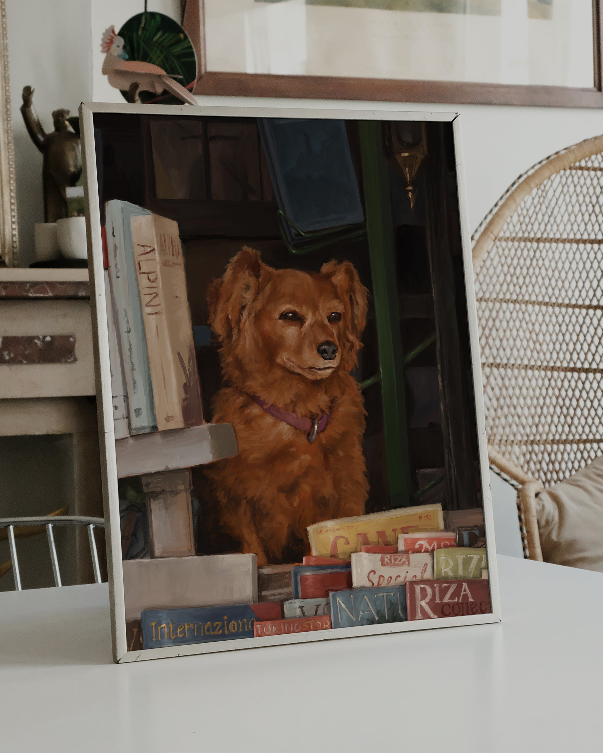 "Newsstand Dog" by Catherine Hébert - Italian Newsstand Dog Fine Art Print