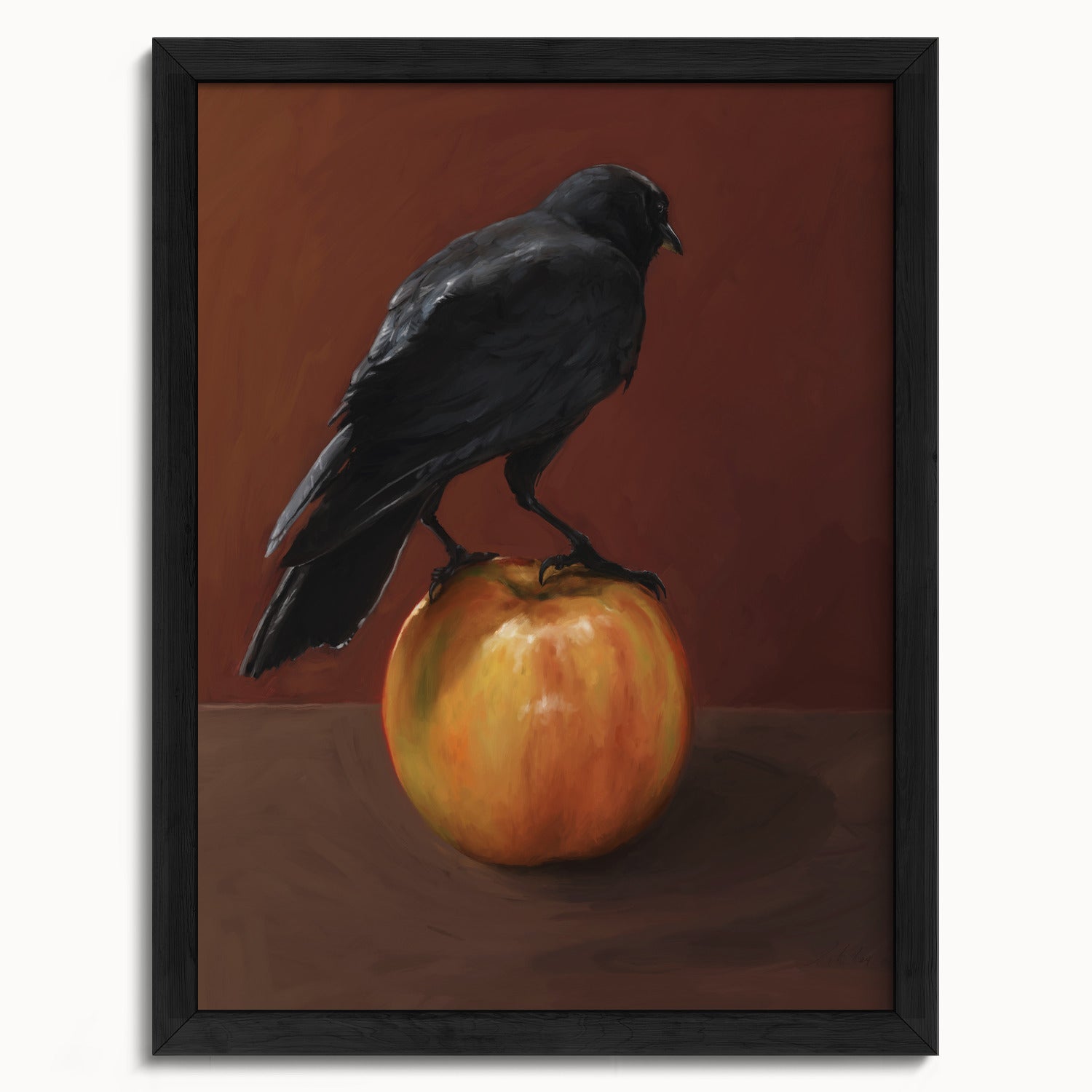 "Crownelius Crowmwell" by Catherine Hébert - Black Crow Fine Art Print - 12"x16" size