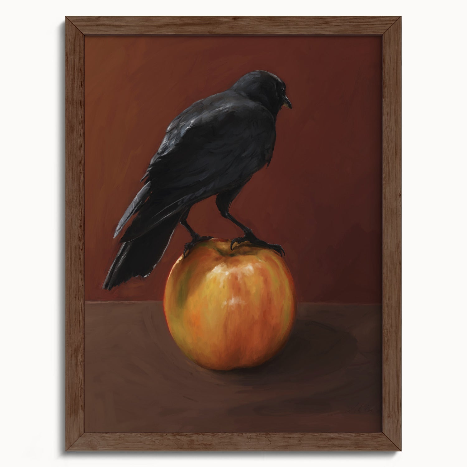 "Crownelius Crowmwell" by Catherine Hébert - Black Crow Fine Art Print - 12"x16" size