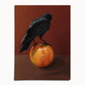 "Crownelius Crowmwell" by Catherine Hébert - Crow on Apple Art Print - 12"x16" size