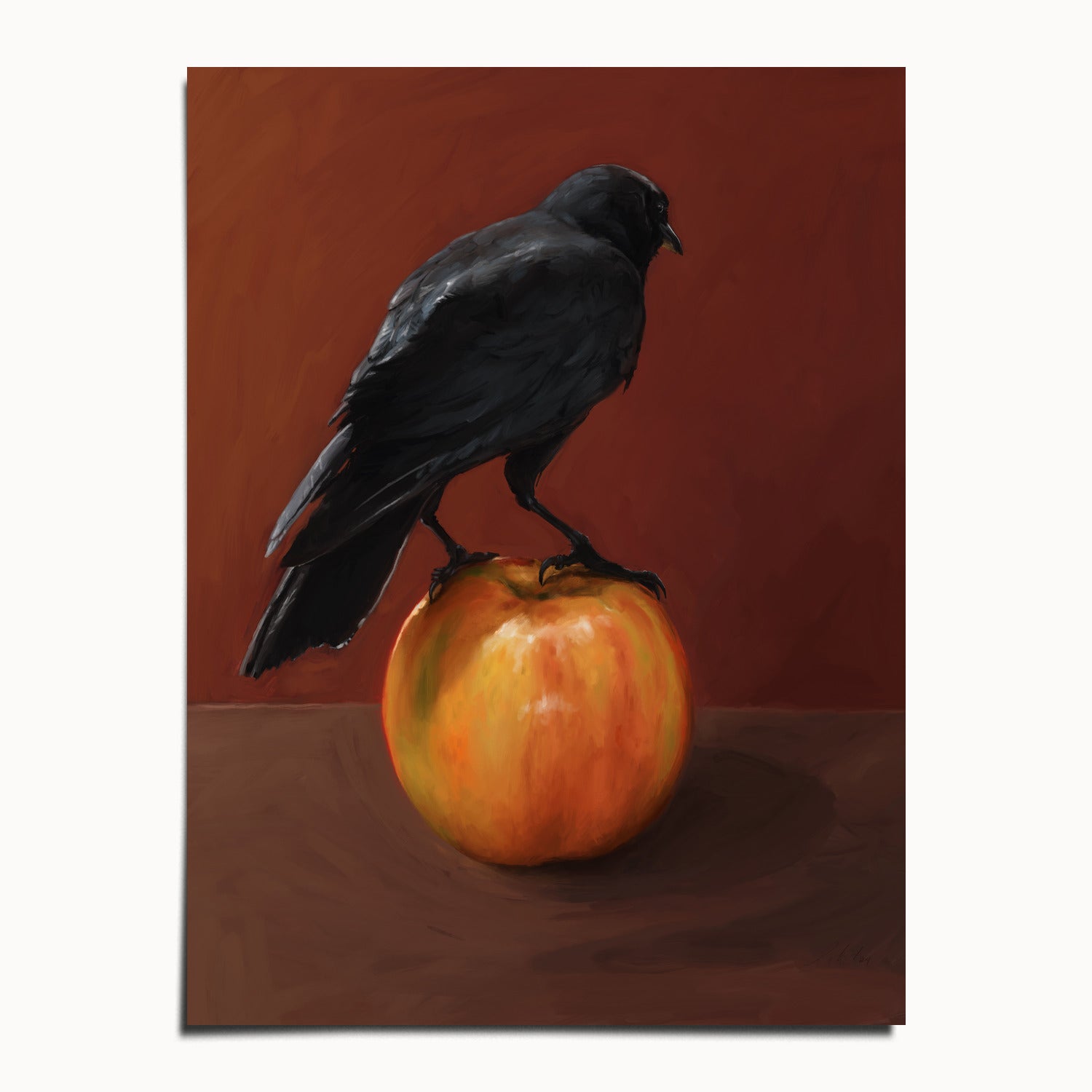 "Crownelius Crowmwell" by Catherine Hébert - Black Crow Fine Art Print - 30"x40" size