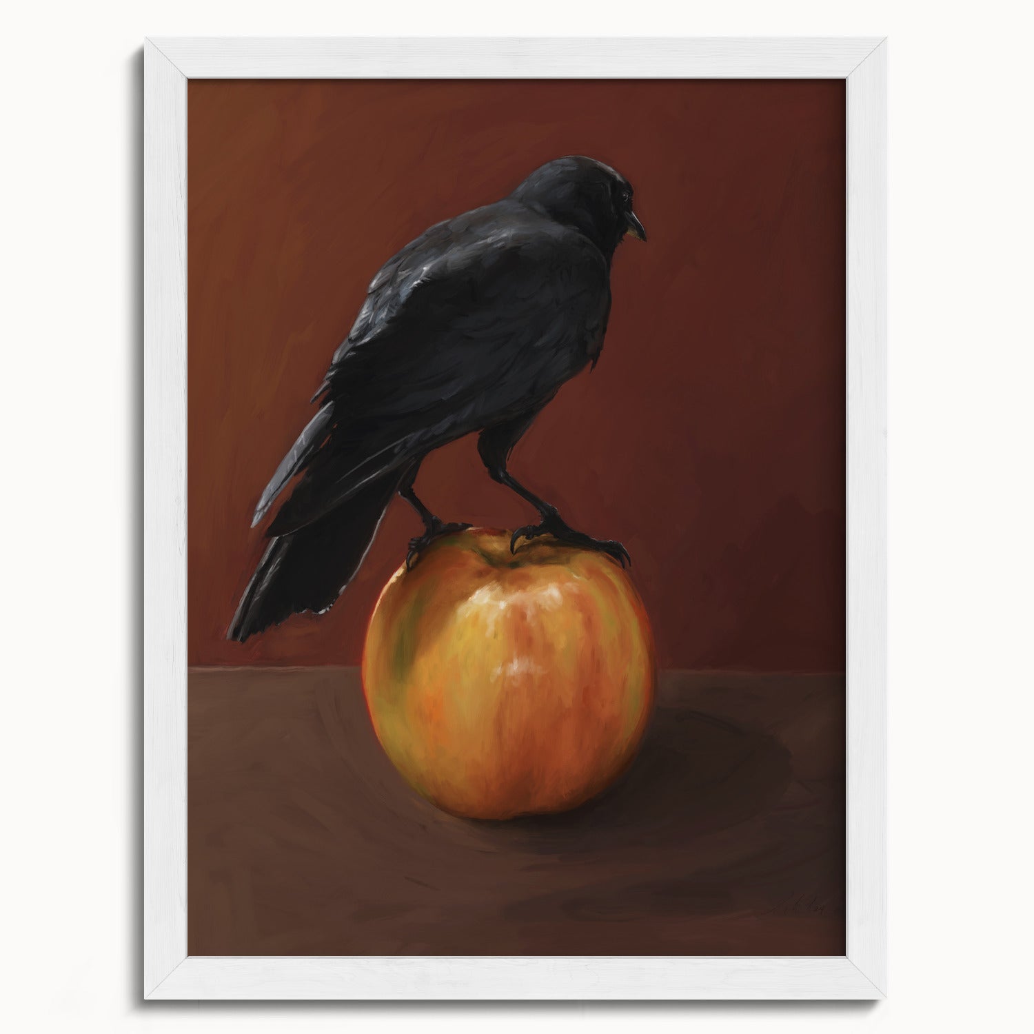 "Crownelius Crowmwell" by Catherine Hébert - Black Crow Fine Art Print - 12"x16" size