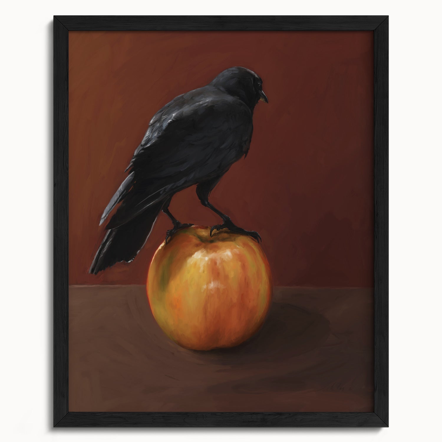 "Crownelius Crowmwell" by Catherine Hébert - Black Crow Fine Art Print - 16"x20" size