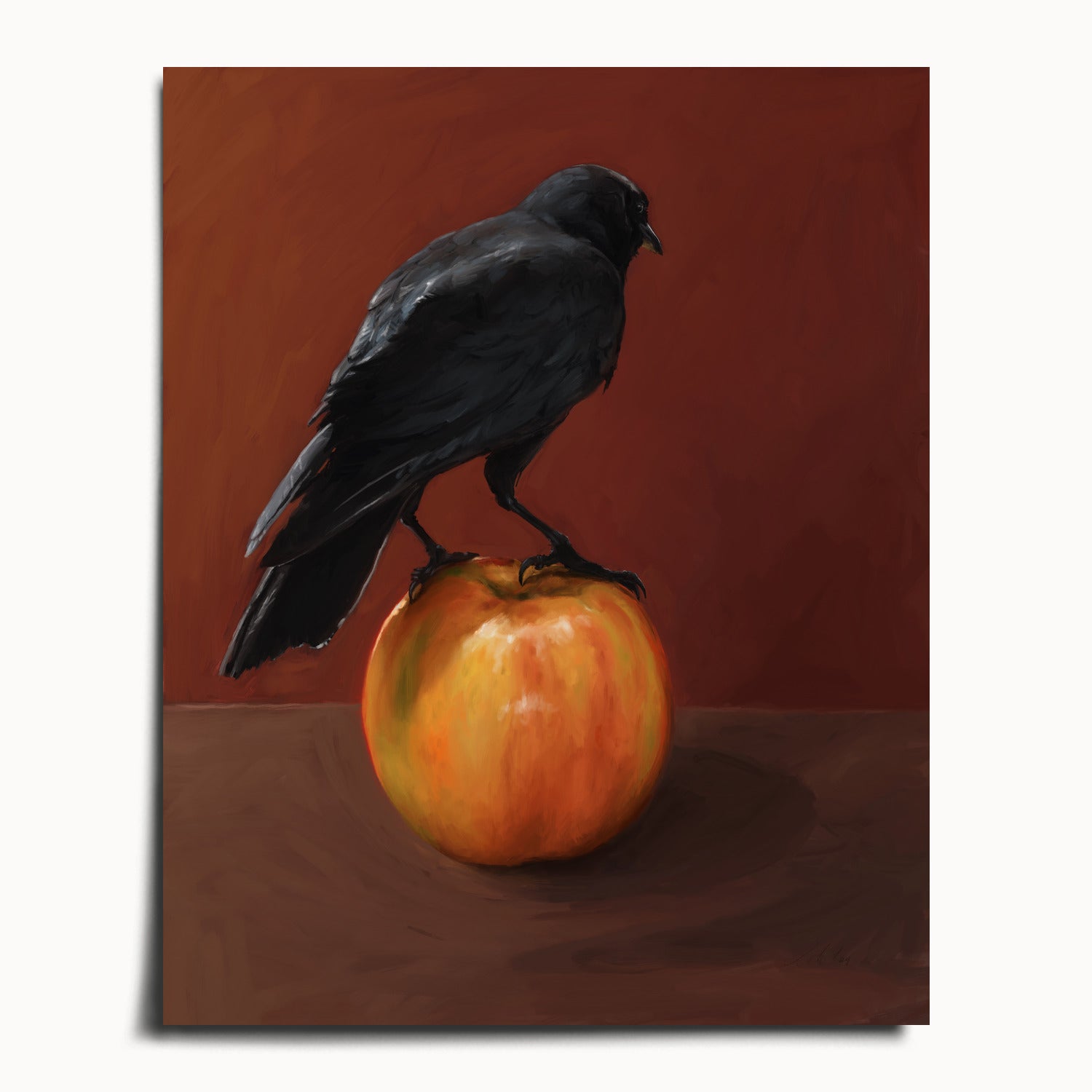"Crownelius Crowmwell" by Catherine Hébert - Black Crow Fine Art Print - 16"x20" size