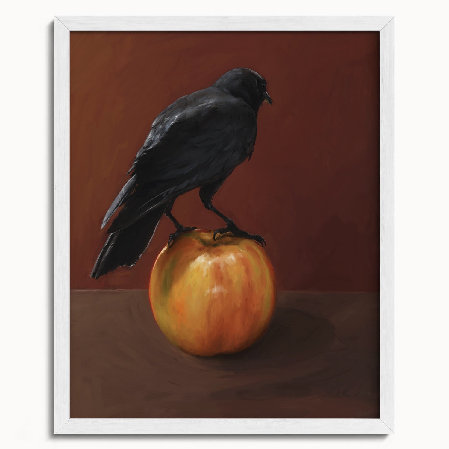"Crownelius Crowmwell" by Catherine Hébert - Black Crow Fine Art Print - 16"x20" size