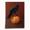 "Crownelius Crowmwell" by Catherine Hébert - Crow on Apple Art Print - 5"x7" size