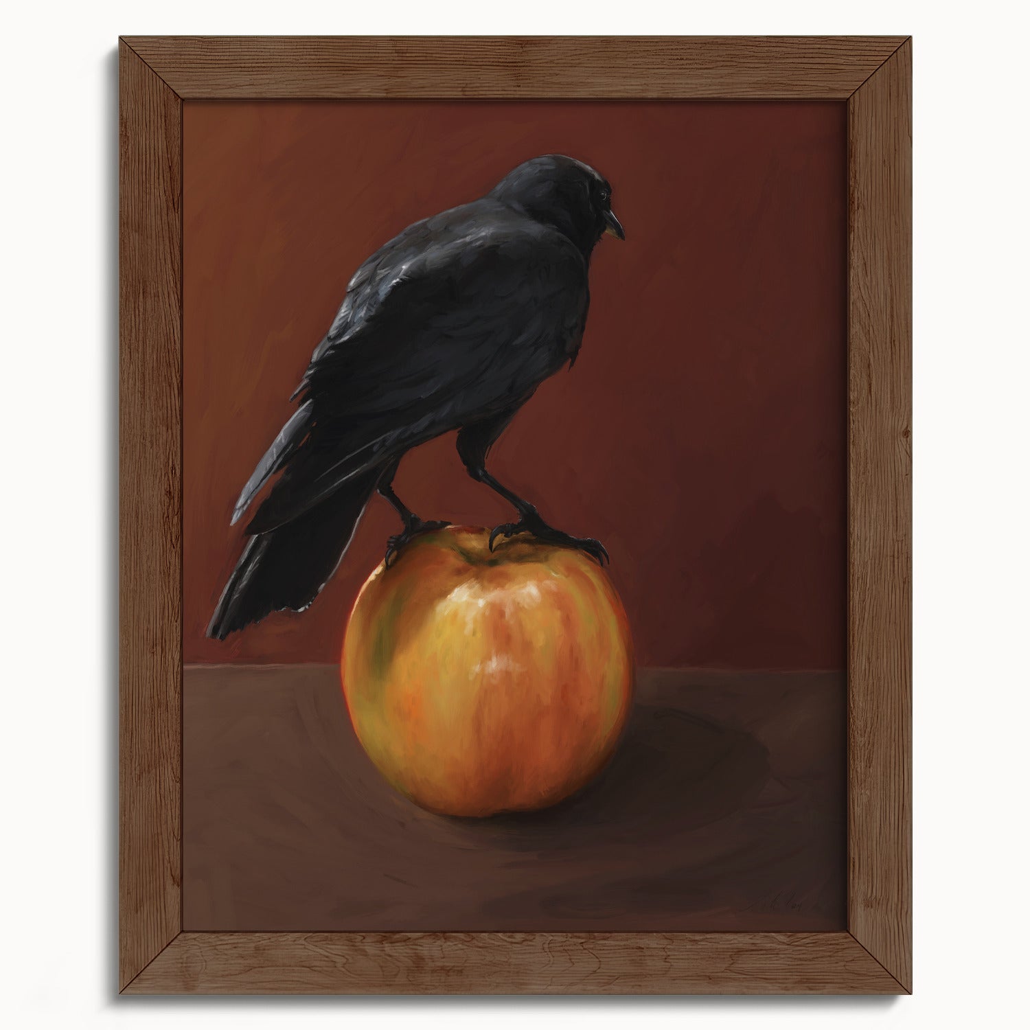 "Crownelius Crowmwell" by Catherine Hébert - Black Crow Fine Art Print - 8"x10" size