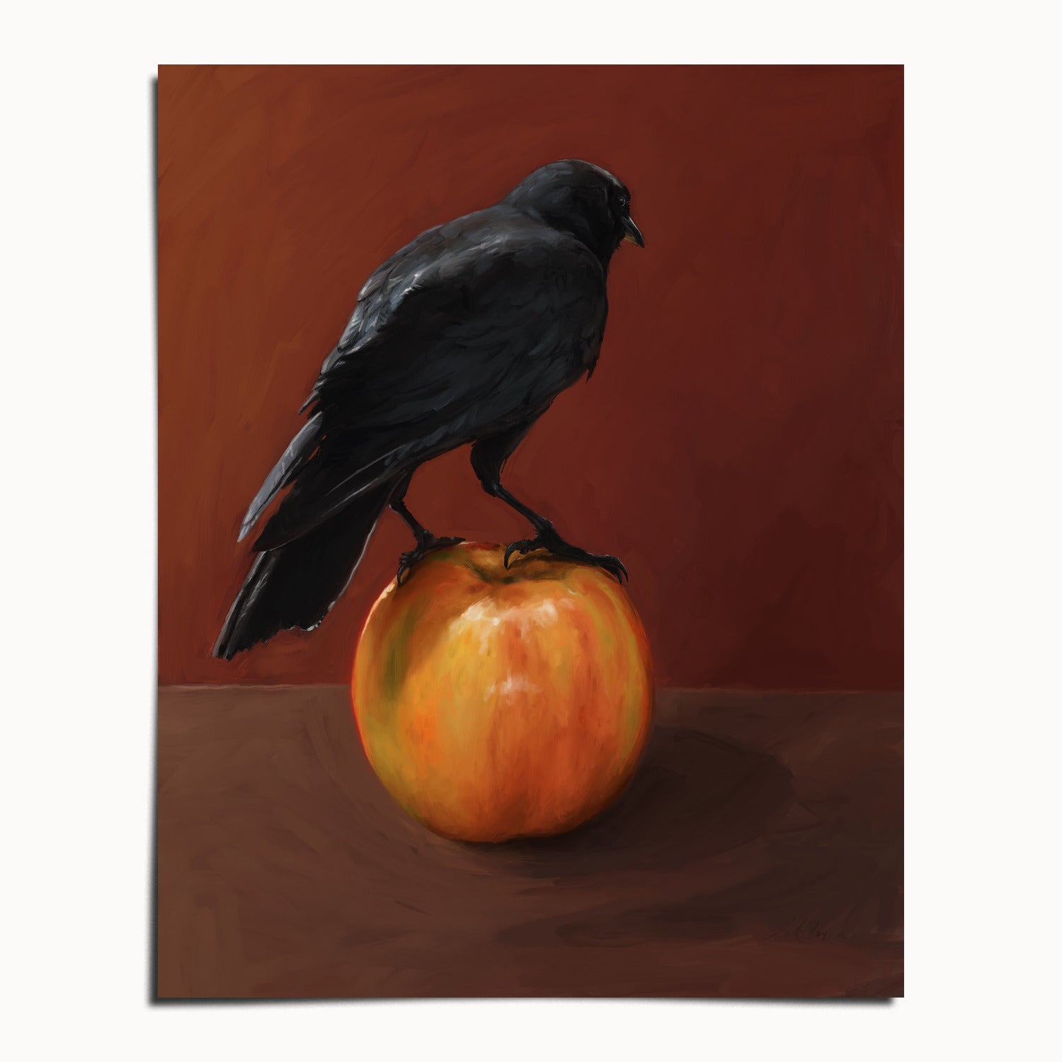 "Crownelius Crowmwell" by Catherine Hébert - Black Crow Fine Art Print - 24"x30" size