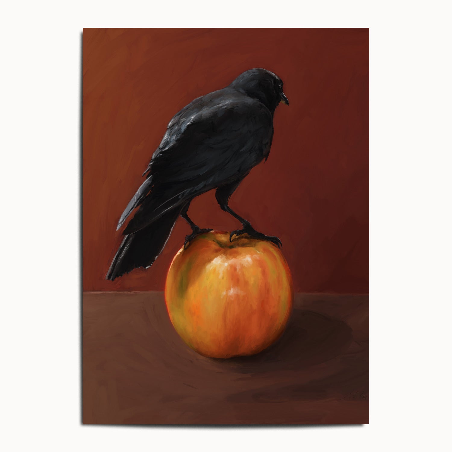 "Crownelius Crowmwell" by Catherine Hébert - Black Crow Fine Art Print - 13"x18" size