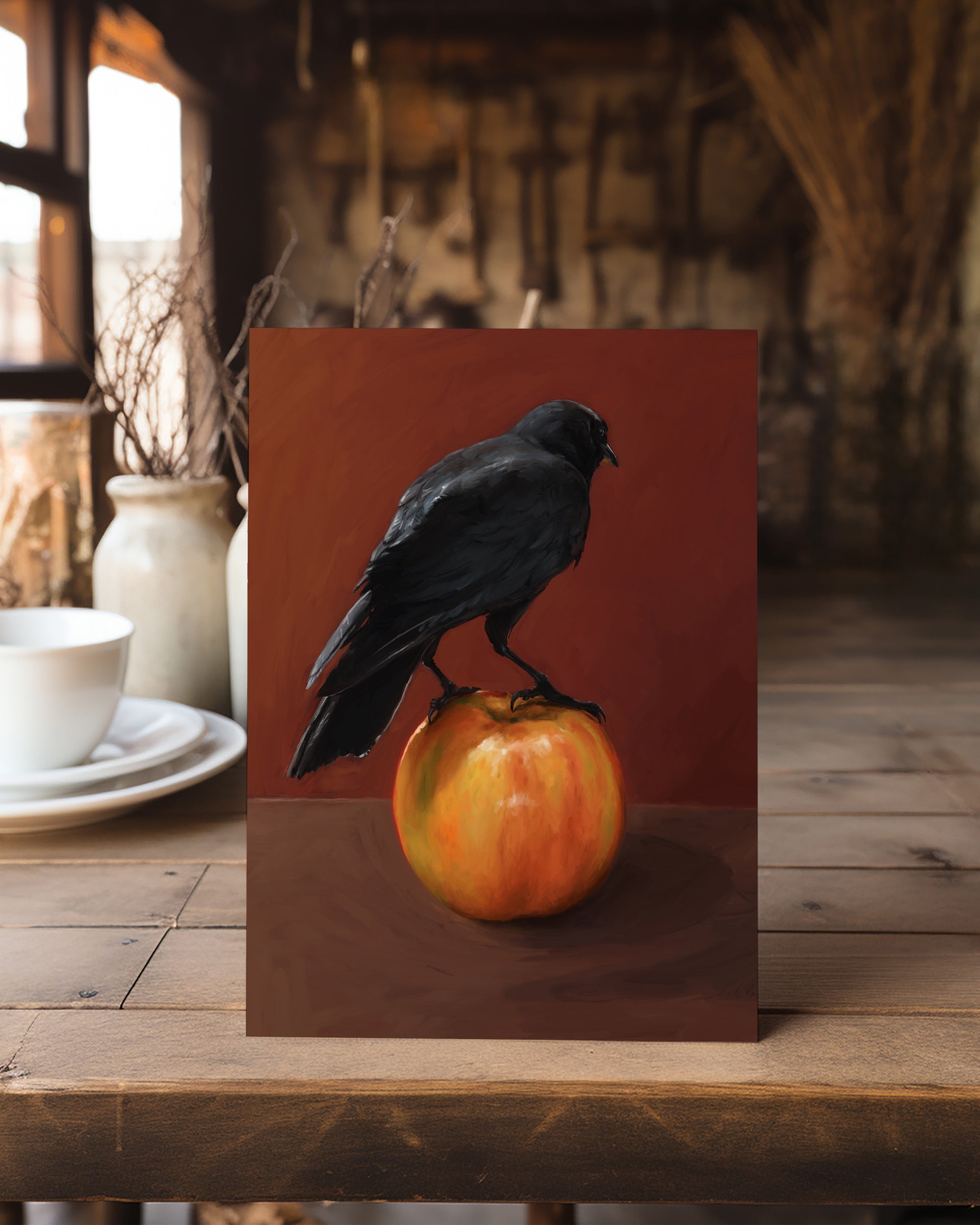 "Crownelius Crowmwell" by Catherine Hébert - Black Crow Fine Art Print
