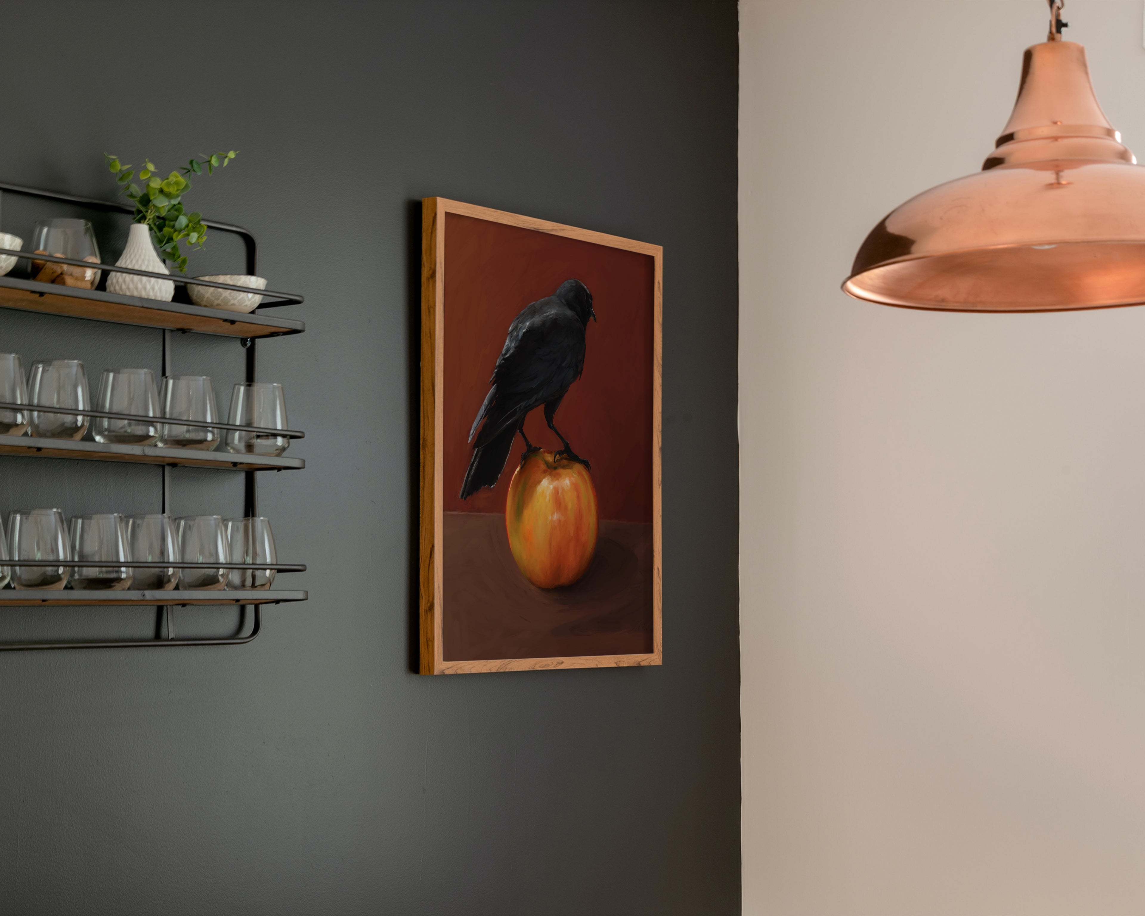 "Crownelius Crowmwell" by Catherine Hébert - Moody City Crow Art Print