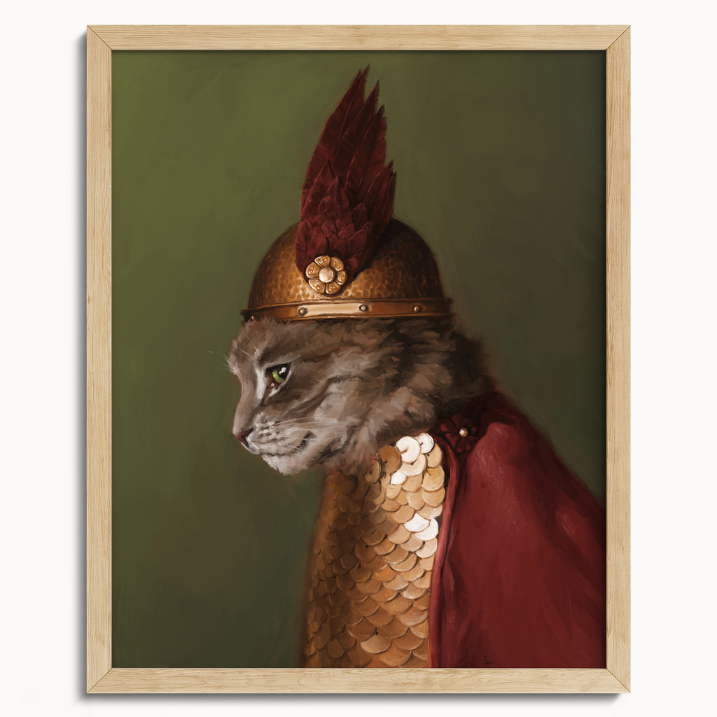 "Brünnhilde" by Catherine Hébert - Viking Cat Art Print - Brünnhilde - 16"x20" size