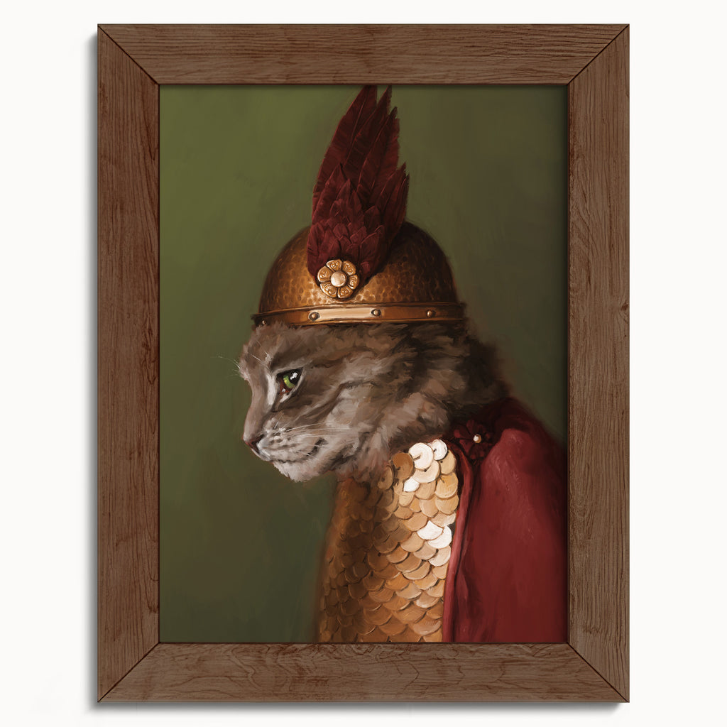 "Brünnhilde" by Catherine Hébert - Viking Cat Art Print - Brünnhilde - 5"x7" size