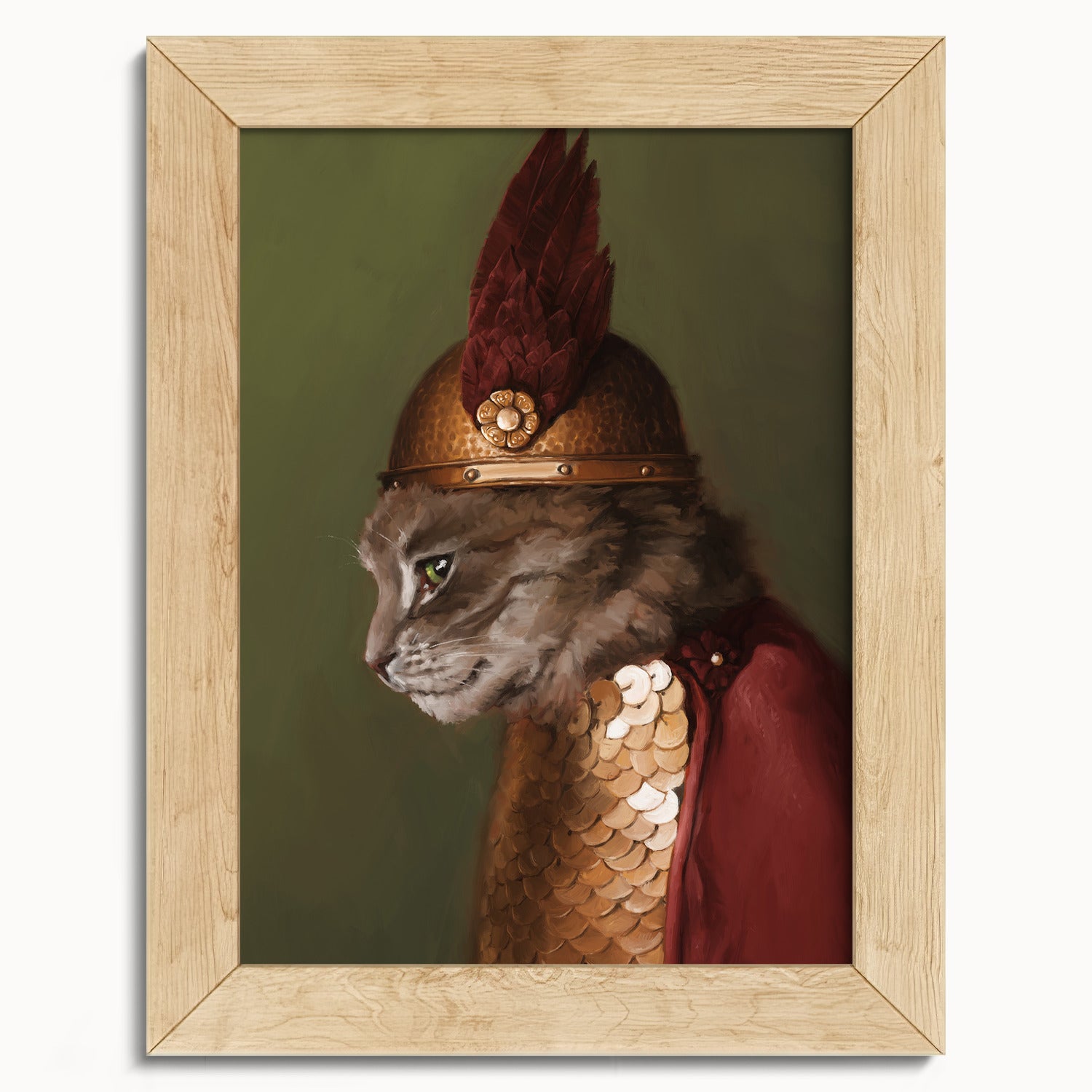 "Brünnhilde" by Catherine Hébert - Viking Valkyrie Cat Fine Art Print - 5"x7" size