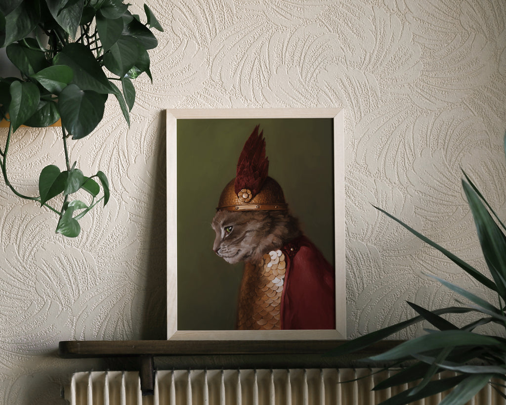 "Brünnhilde" by Catherine Hébert - Viking Valkyrie Cat Fine Art Print