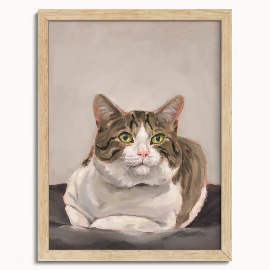 "Dépanneur Cat" by Catherine Hébert - Brown Tabby Cat Art Print - 12"x16" size
