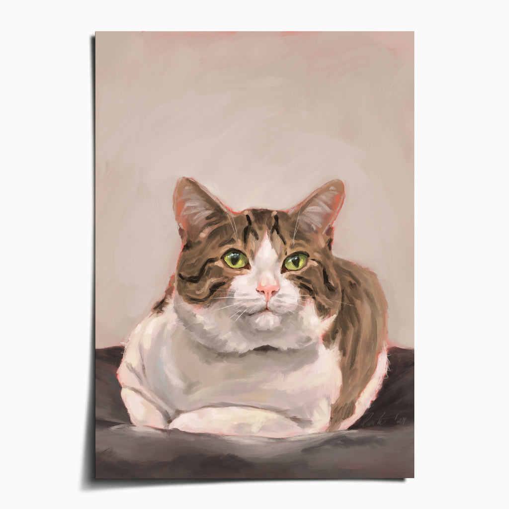 "Dépanneur Cat" by Catherine Hébert - Brown Tabby Cat Art Print - 5"x7" size