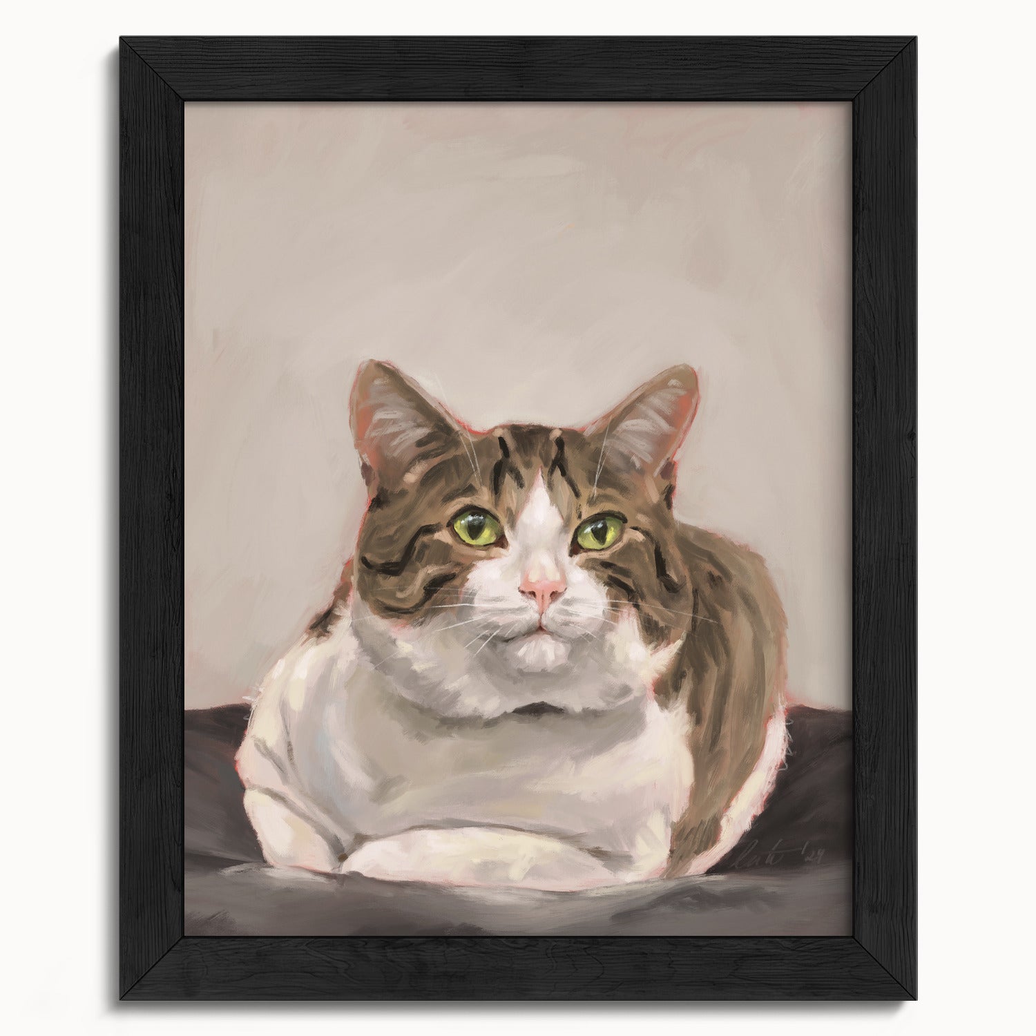"Depanneur Cat" by Catherine Hébert - Brown and White Tabby Cat Fine Art Print - 8"x10" size