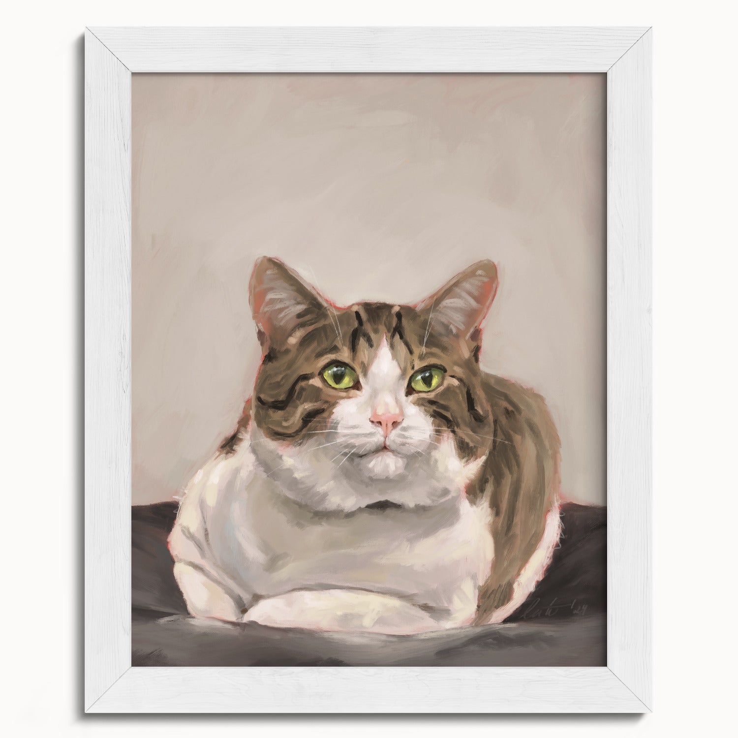 "Depanneur Cat" by Catherine Hébert - Brown and White Tabby Cat Fine Art Print - 8"x10" size