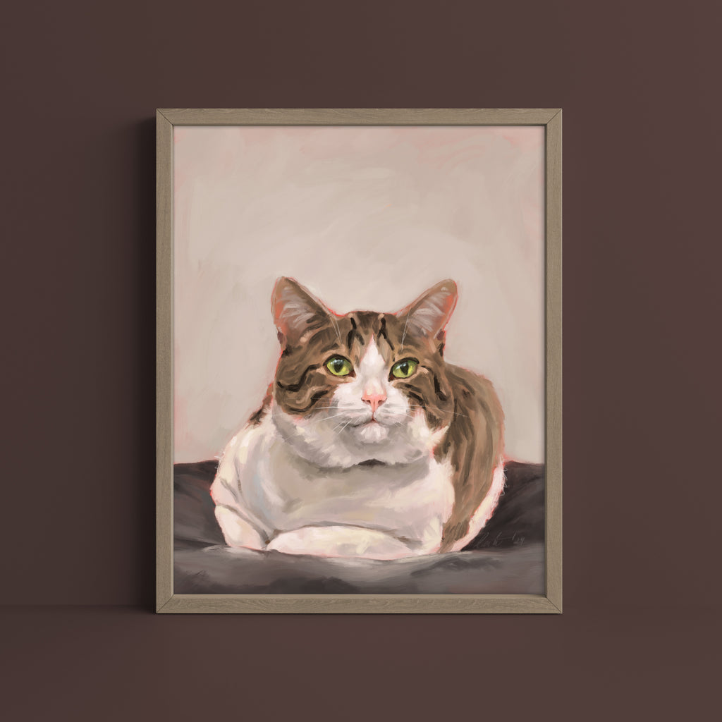 "Depanneur Cat" by Catherine Hébert - Brown and White Tabby Cat Fine Art Print