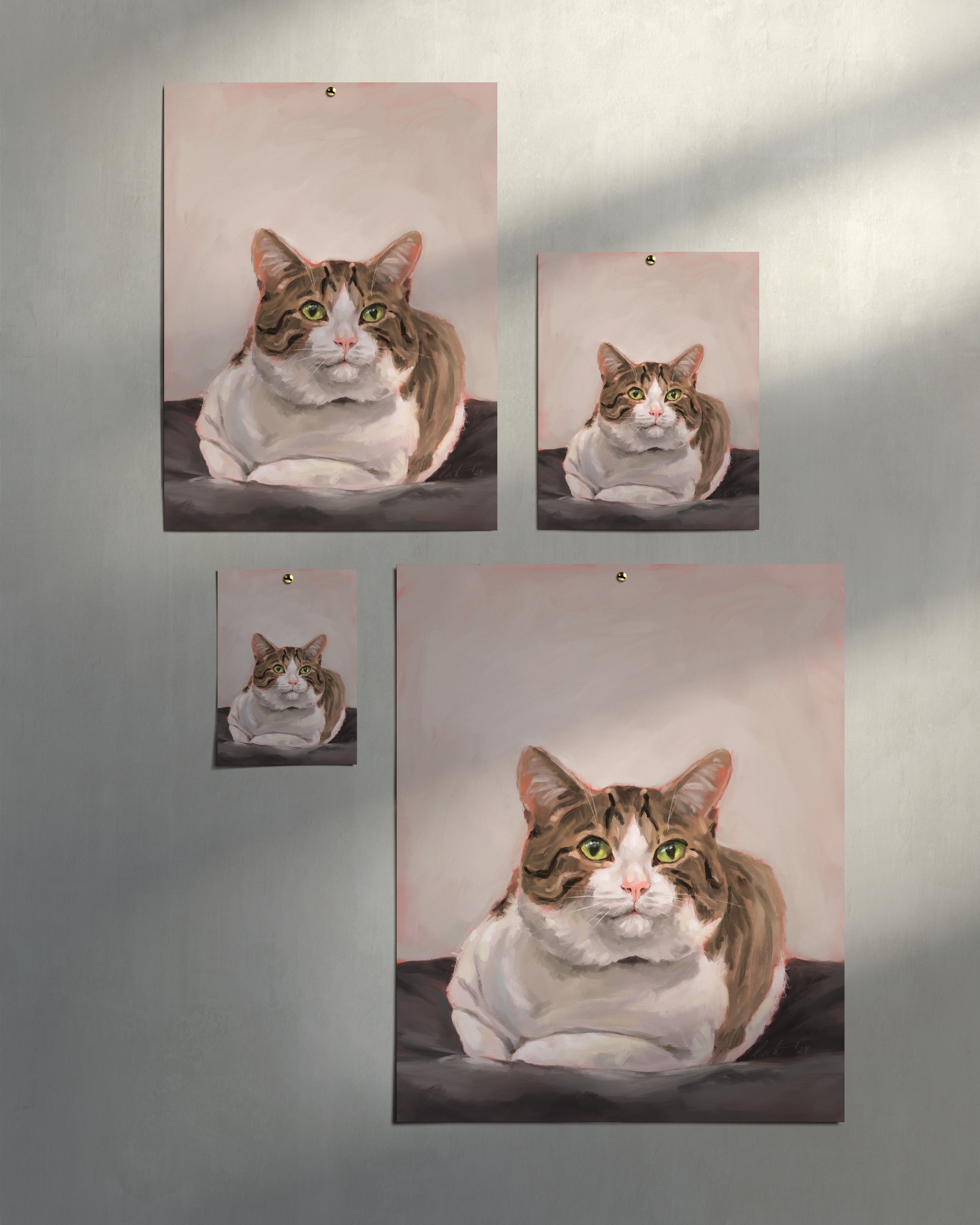 "Dépanneur Cat" by Catherine Hébert - Brown and White Tabby Cat Art Print