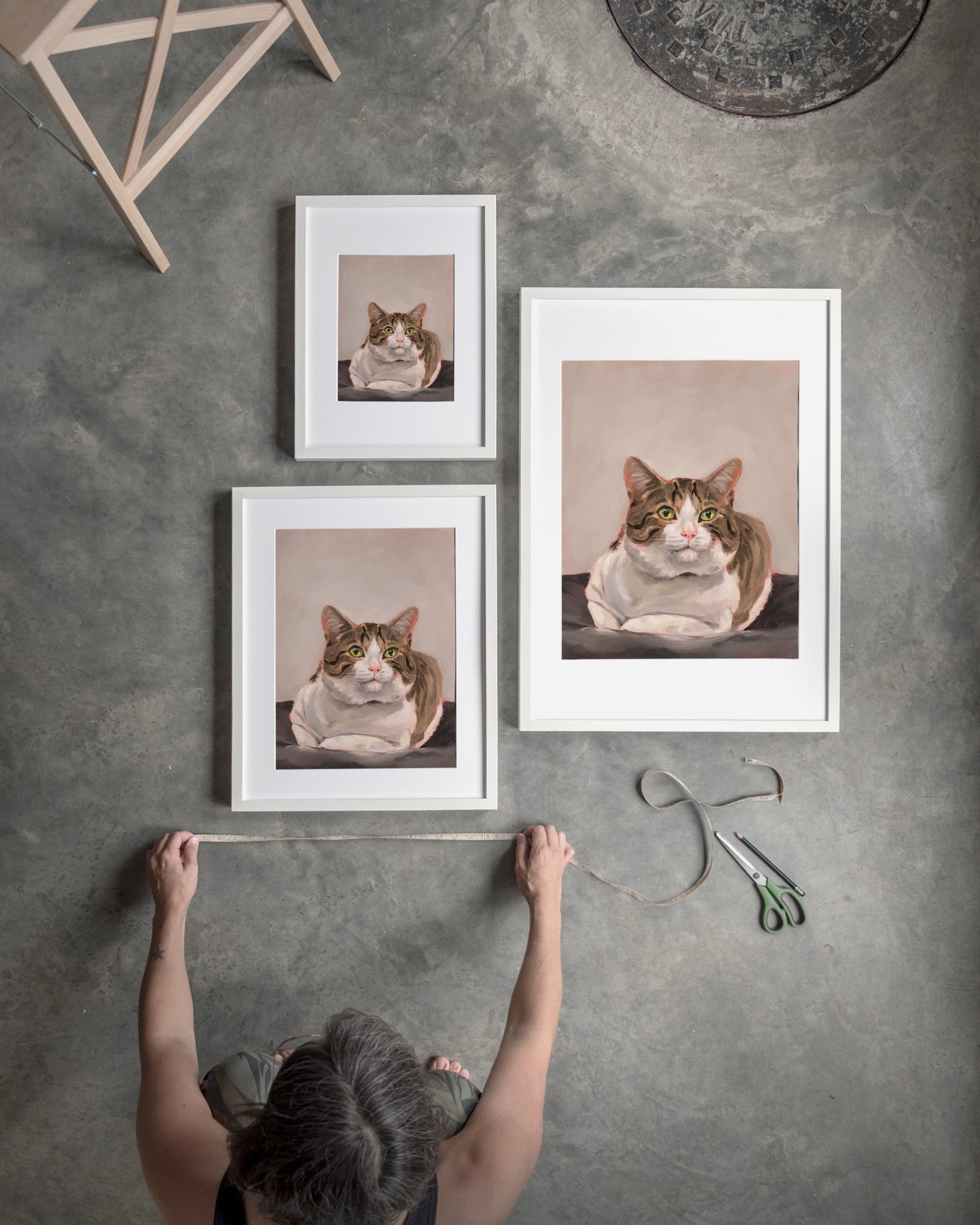 "Depanneur Cat" by Catherine Hébert - Brown and White Tabby Cat Fine Art Print