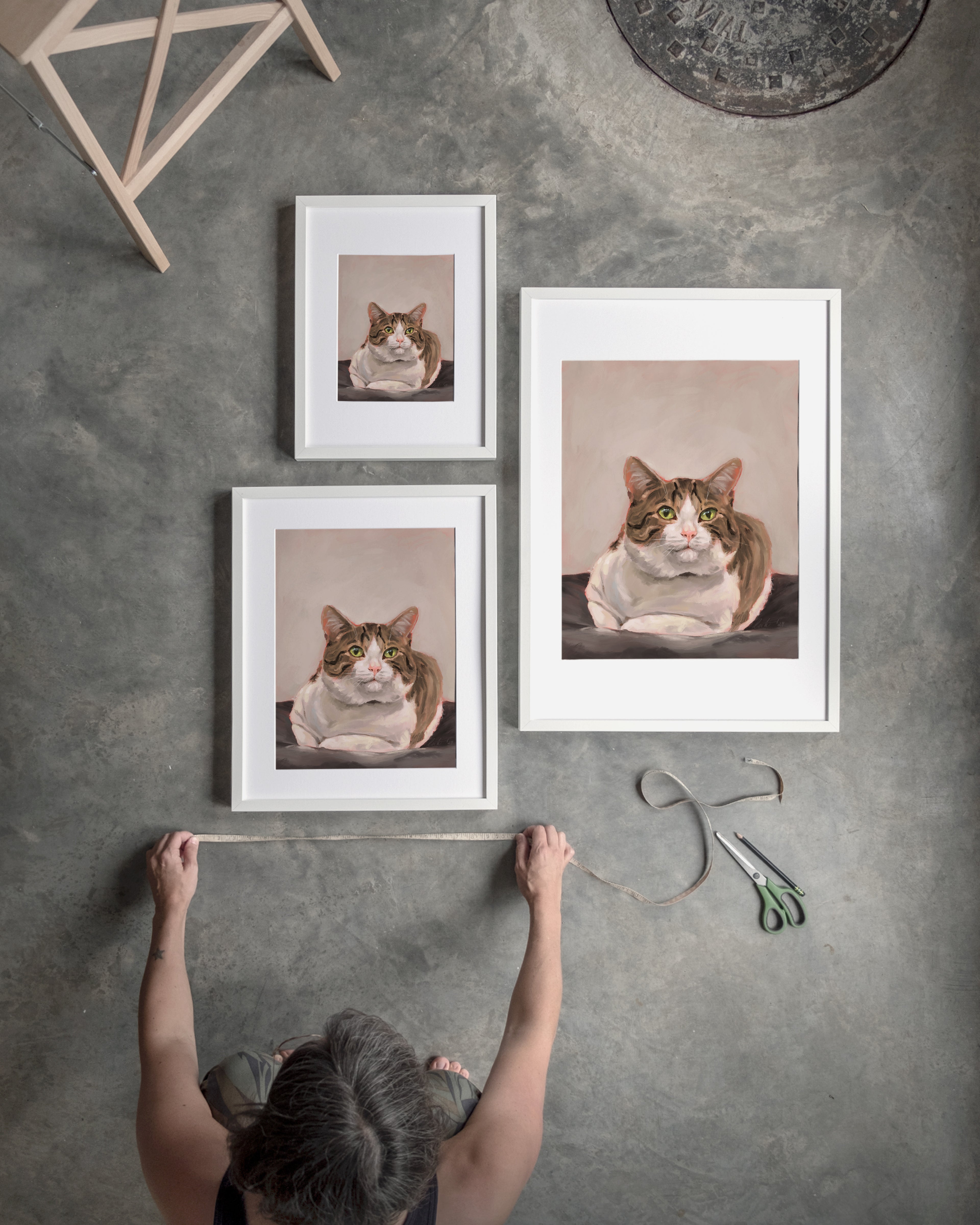 "Dépanneur Cat" by Catherine Hébert - Brown and White Tabby Cat Art Print