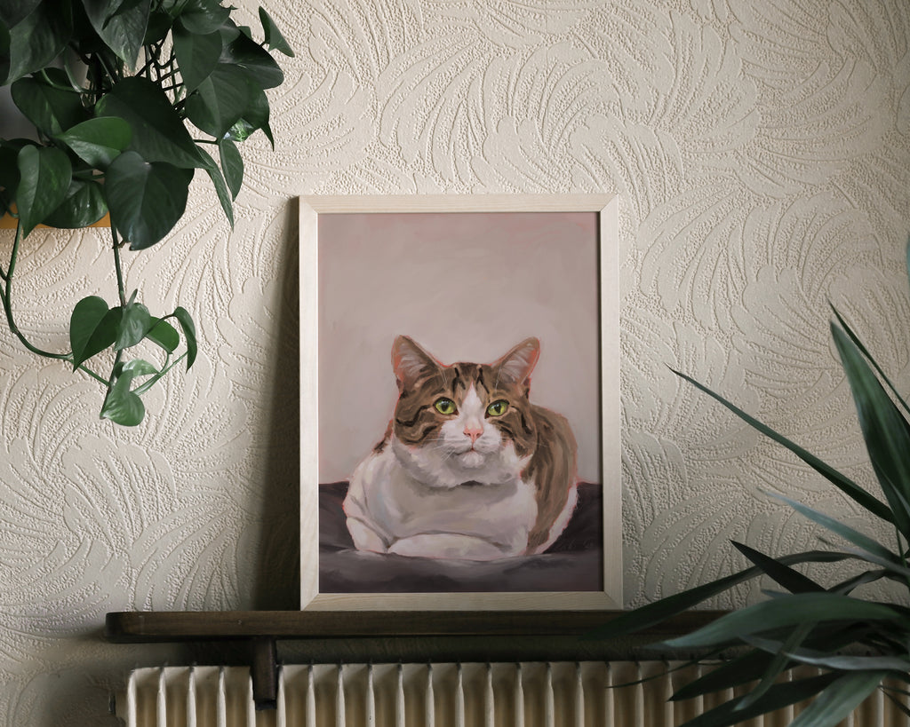 "Depanneur Cat" by Catherine Hébert - Brown and White Tabby Cat Fine Art Print