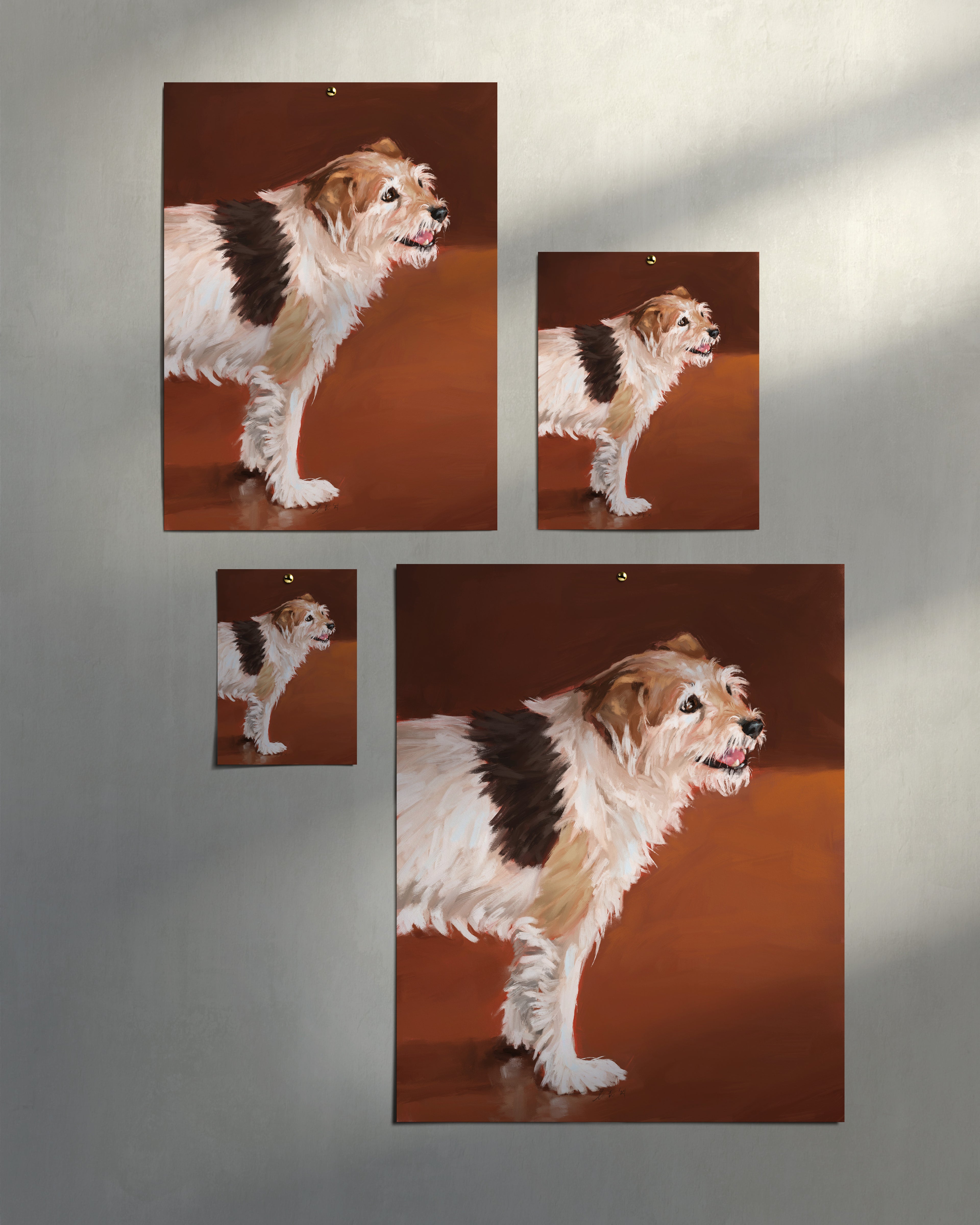 "Coffee Shop Dog" by Catherine Hébert - Dog Oil Painting Fine Art Print