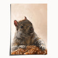 "Brigette With A Bagel" by Catherine Hébert - Grey Squirrel with a Bagel Fine Art Print - 5"x7" size