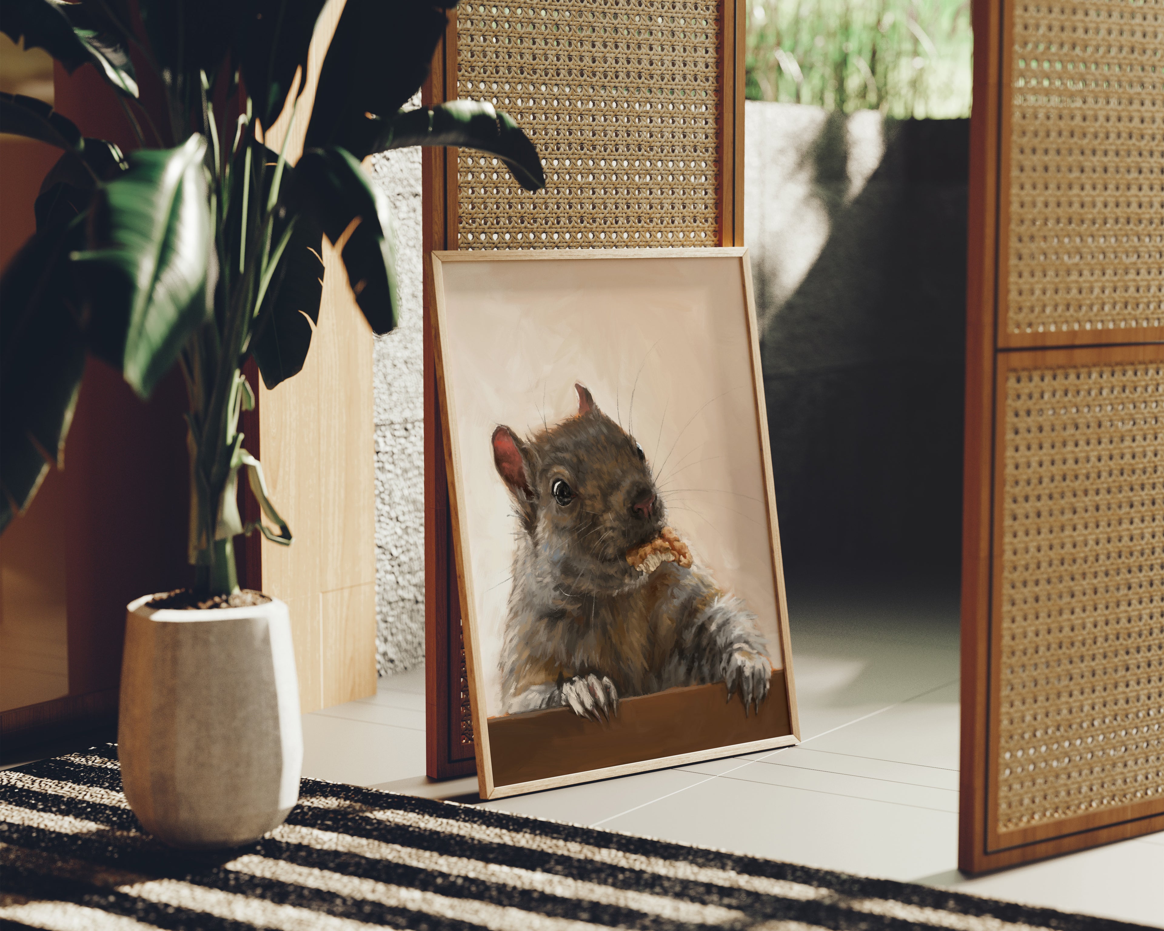 "Brigette With A Walnut" by Catherine Hébert - Grey Squirrel with a Walnut Fine Art Print