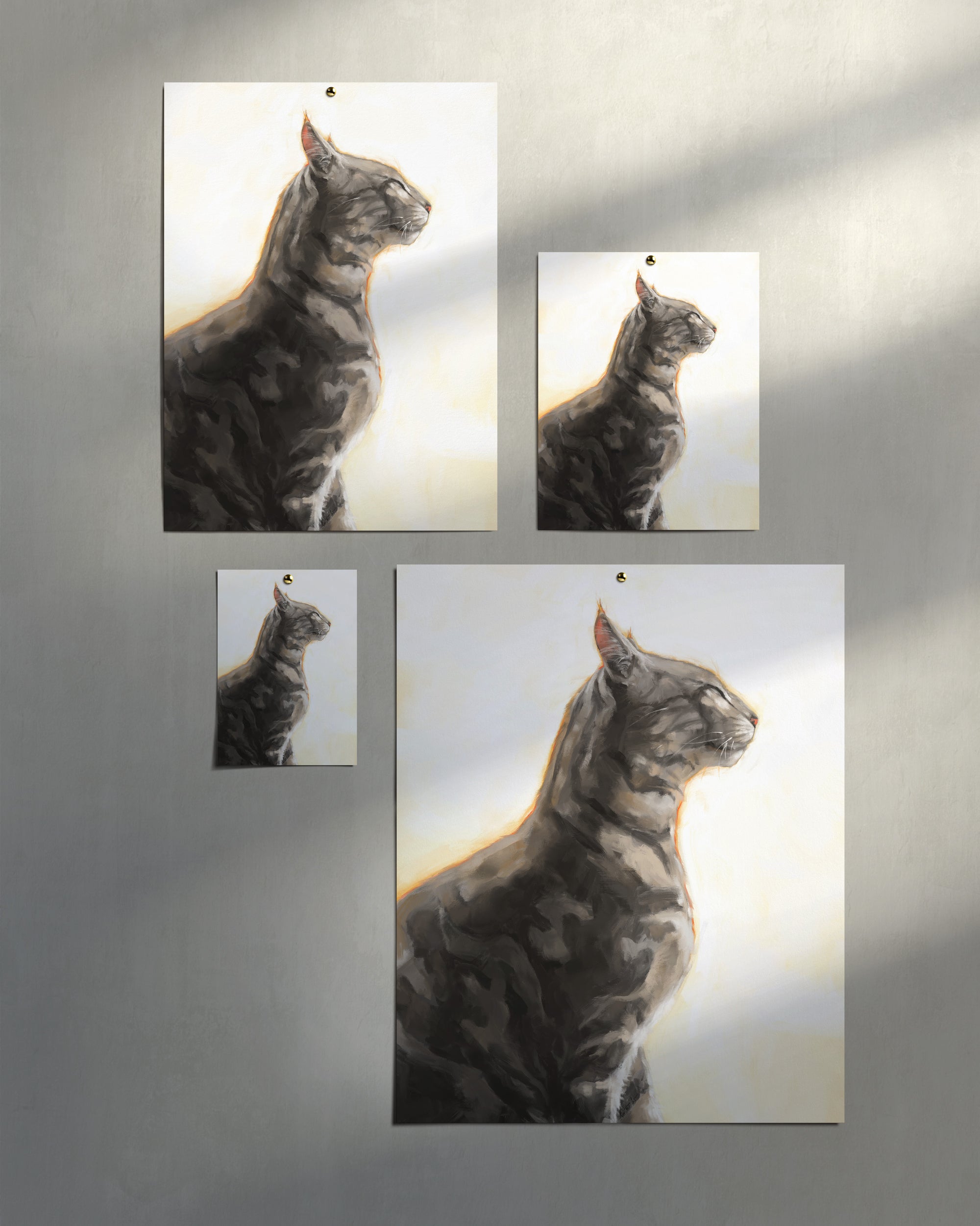 "Piper" by Catherine Hébert - Grey Bengal Marble Tabby  Art Print