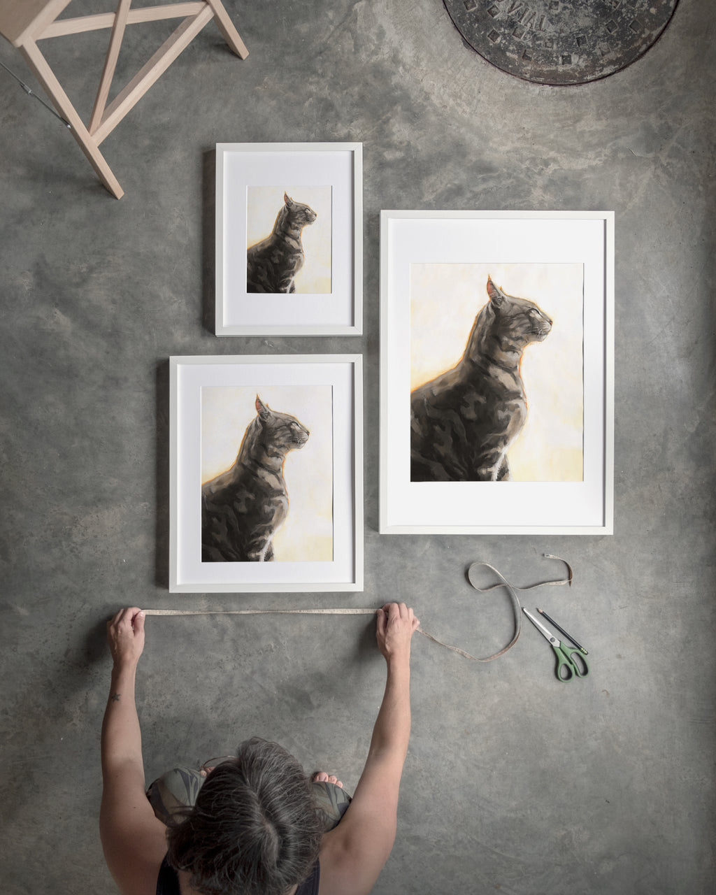 "Piper" by Catherine Hébert - Grey Bengal Marble Tabby  Art Print