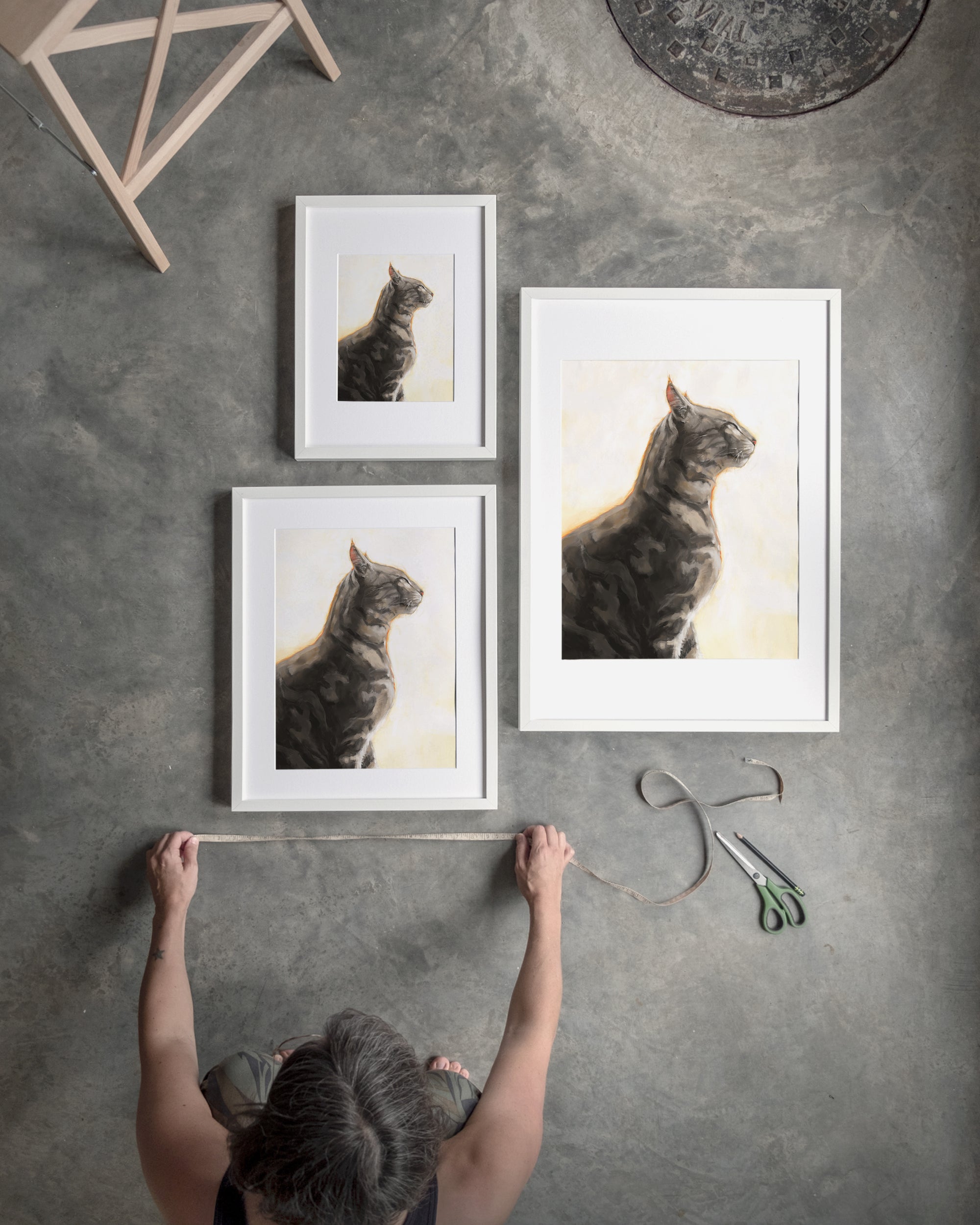 "Piper" by Catherine Hébert - Grey Bengal Marble Tabby  Art Print