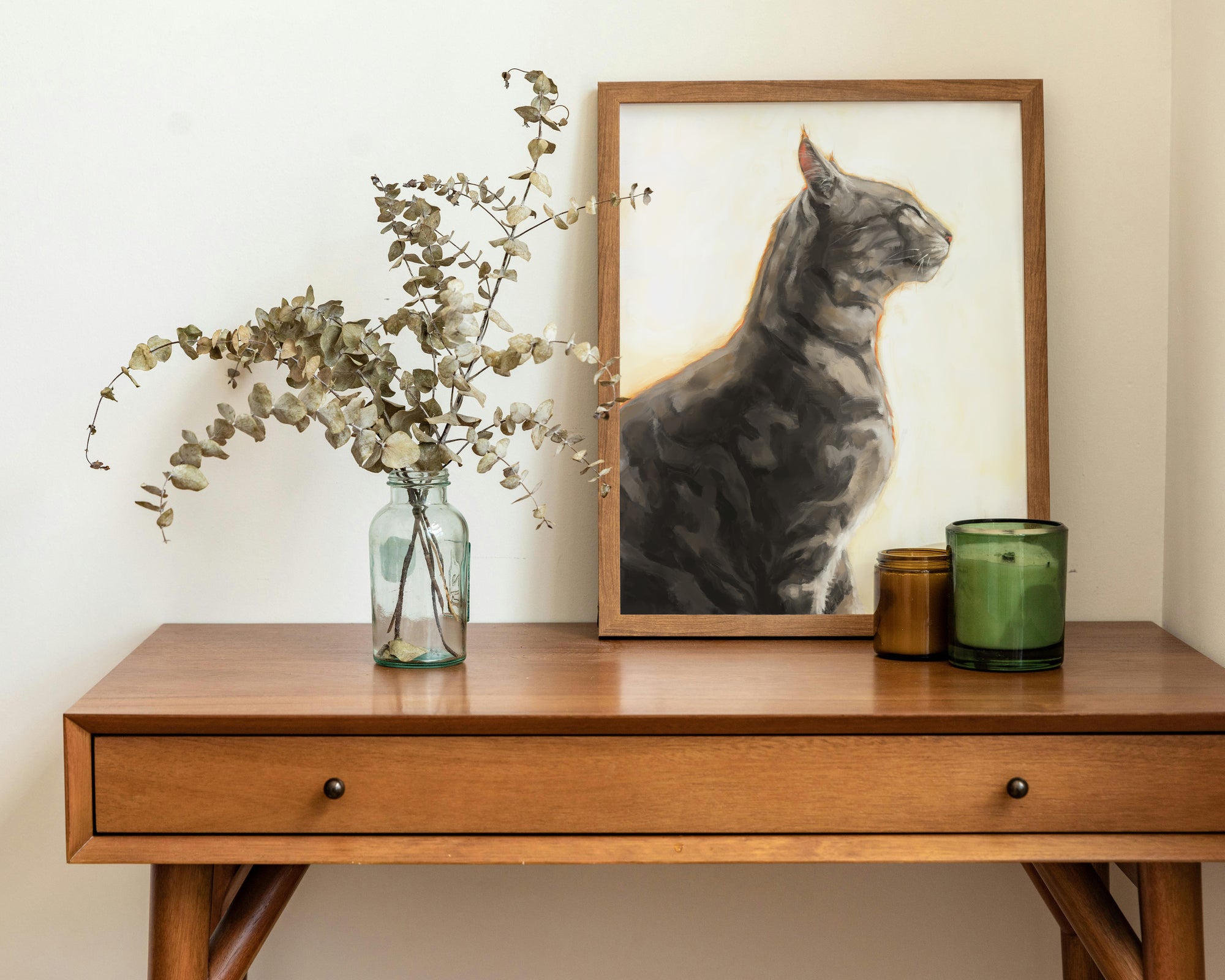 "Piper" by Catherine Hébert - Grey Bengal Marble Tabby  Art Print