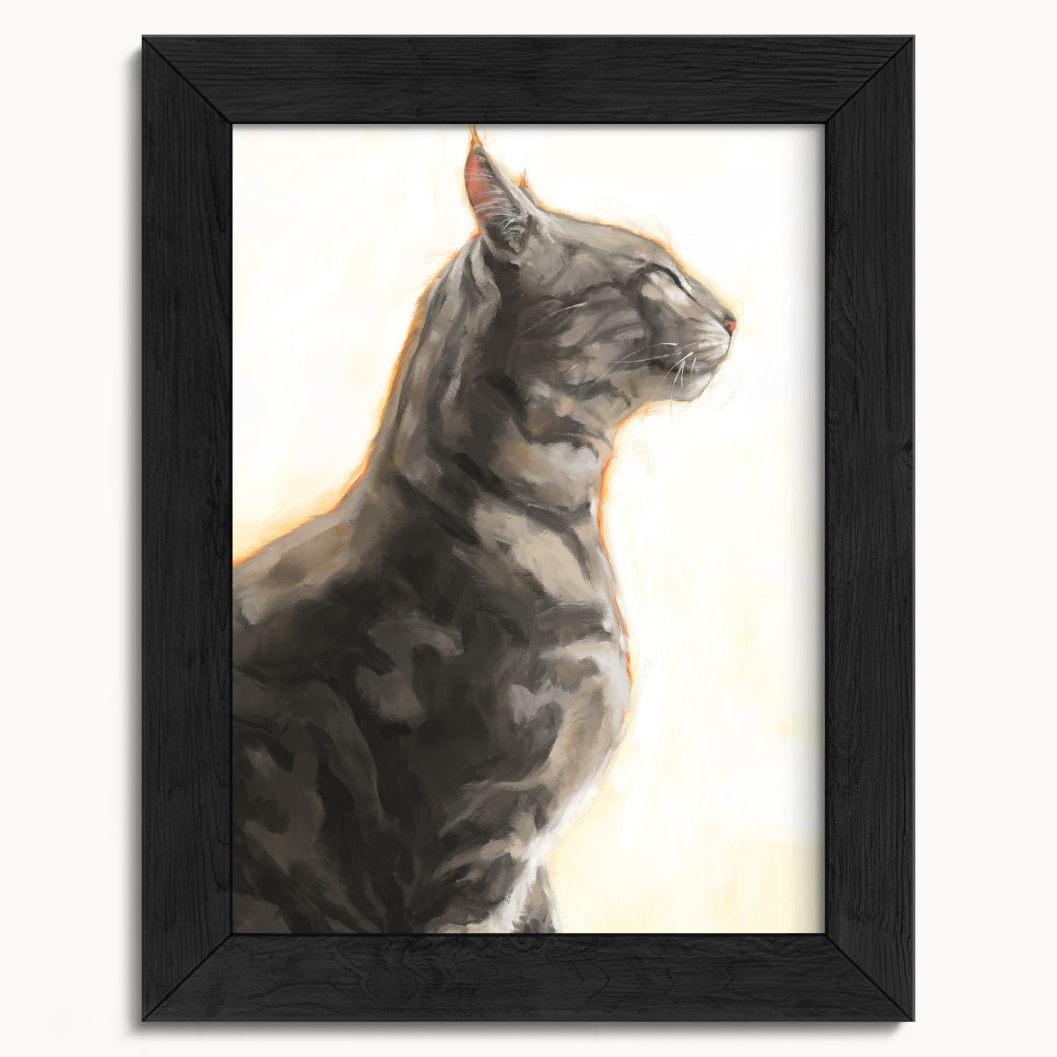 "Piper" by Catherine Hébert - Grey Bengal Marble Tabby  Art Print - 5"x7" size