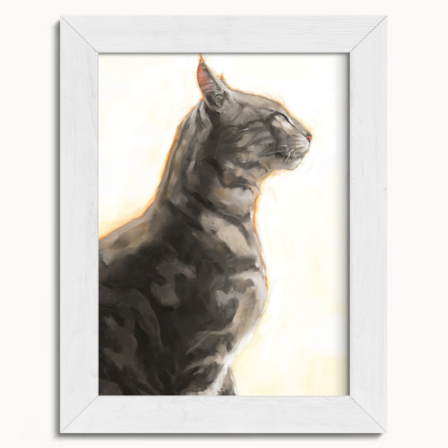 "Piper" by Catherine Hébert - Grey Bengal Marble Tabby  Art Print - 5"x7" size