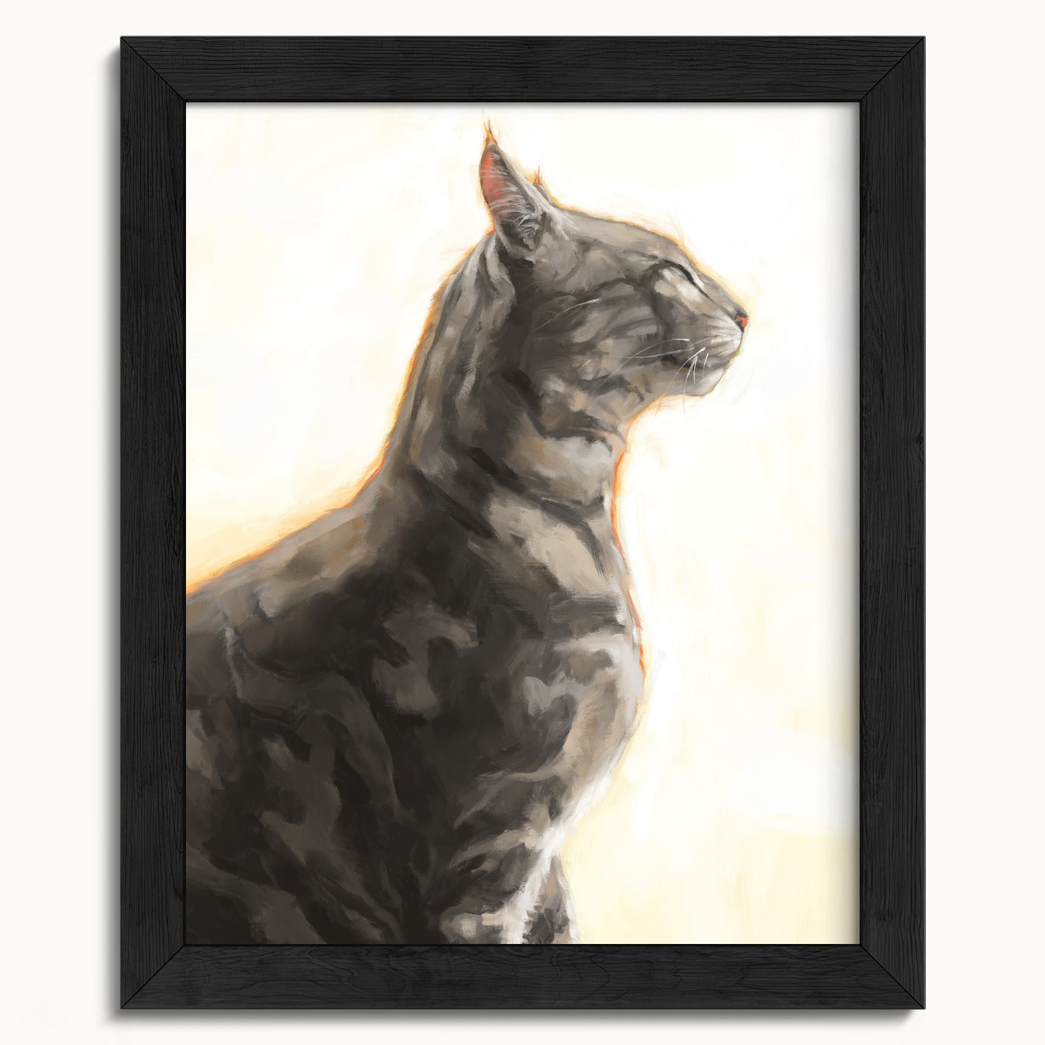 "Piper" by Catherine Hébert - Grey Bengal Marble Tabby  Art Print - 8"x10" size