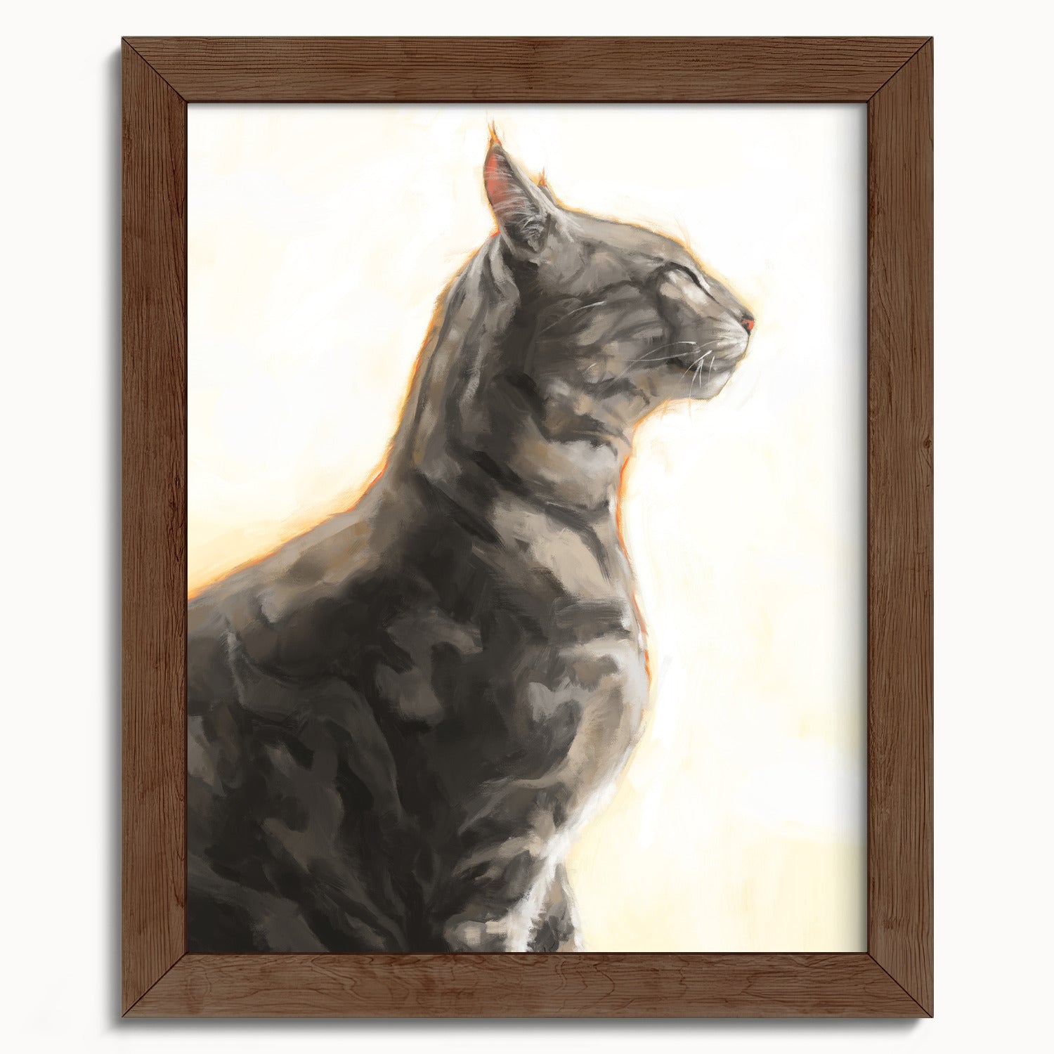 "Piper" by Catherine Hébert - Grey Bengal Marble Tabby  Art Print - 8"x10" size